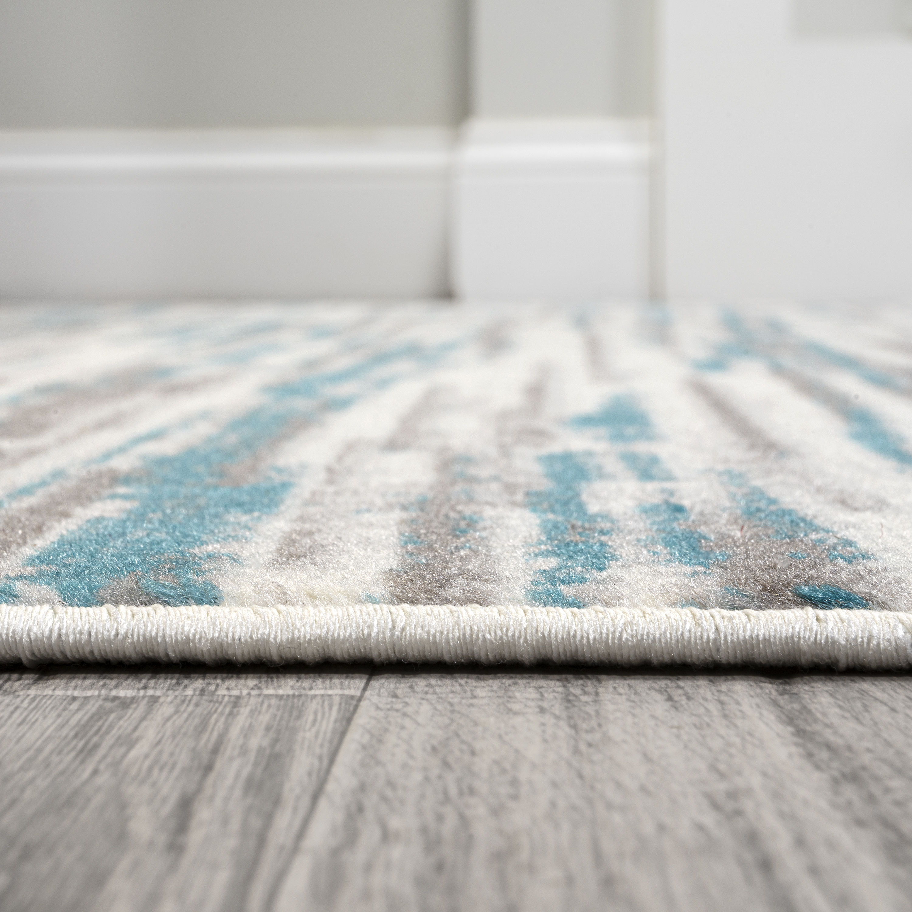 Abstract Linear Stripe Gray Synthetic Area Rug