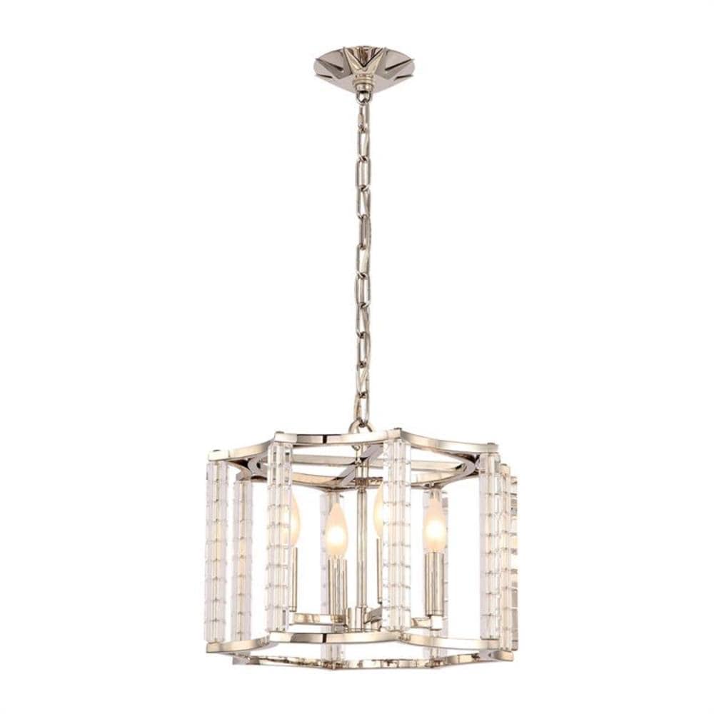 Polished Nickel Mini Chandelier with Crystal Cubes