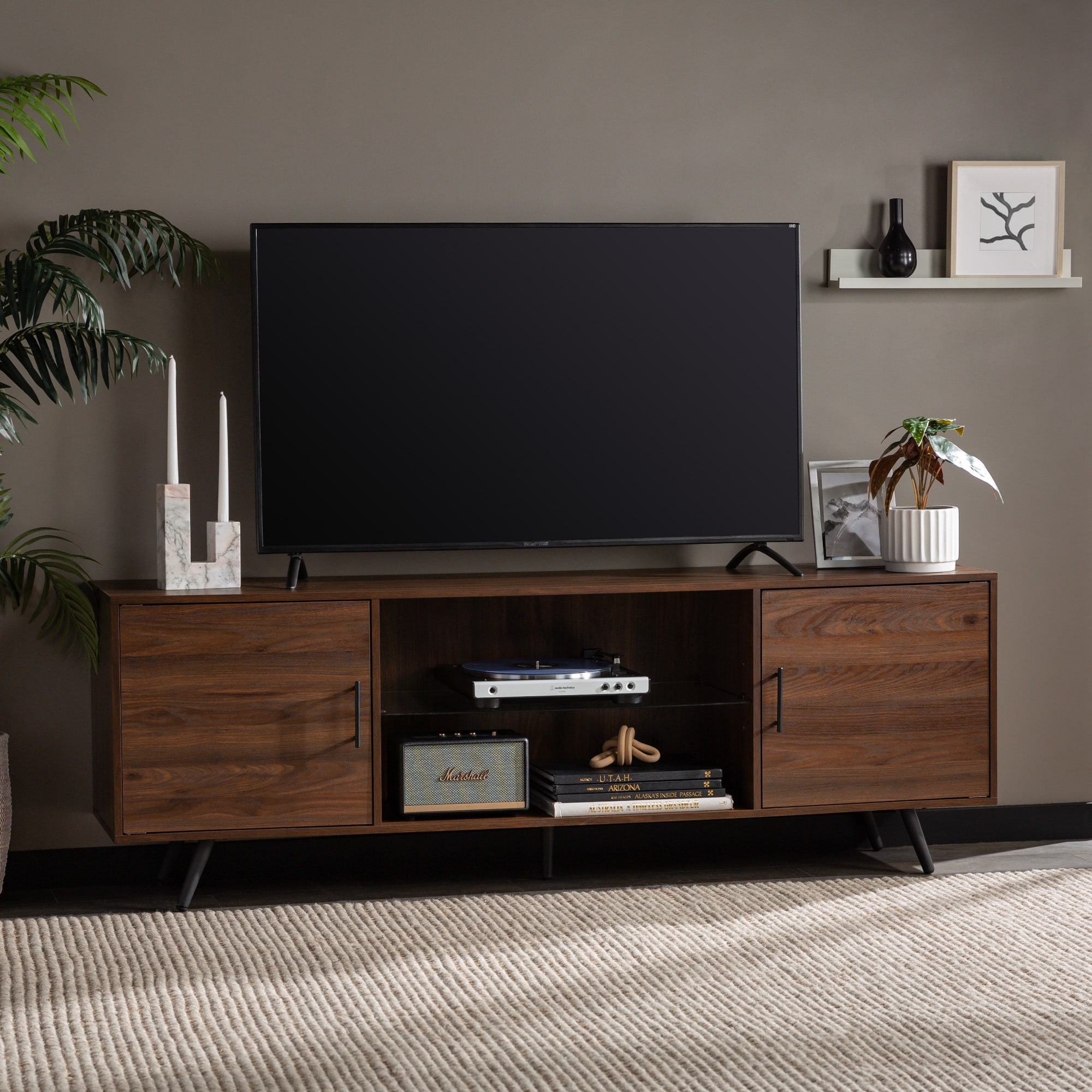 Walnut brown tv deals stand