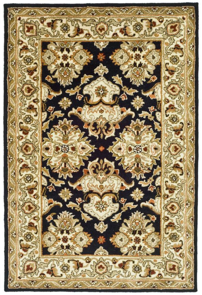 Hand-Tufted Black and Ivory Wool Oval Area Rug
