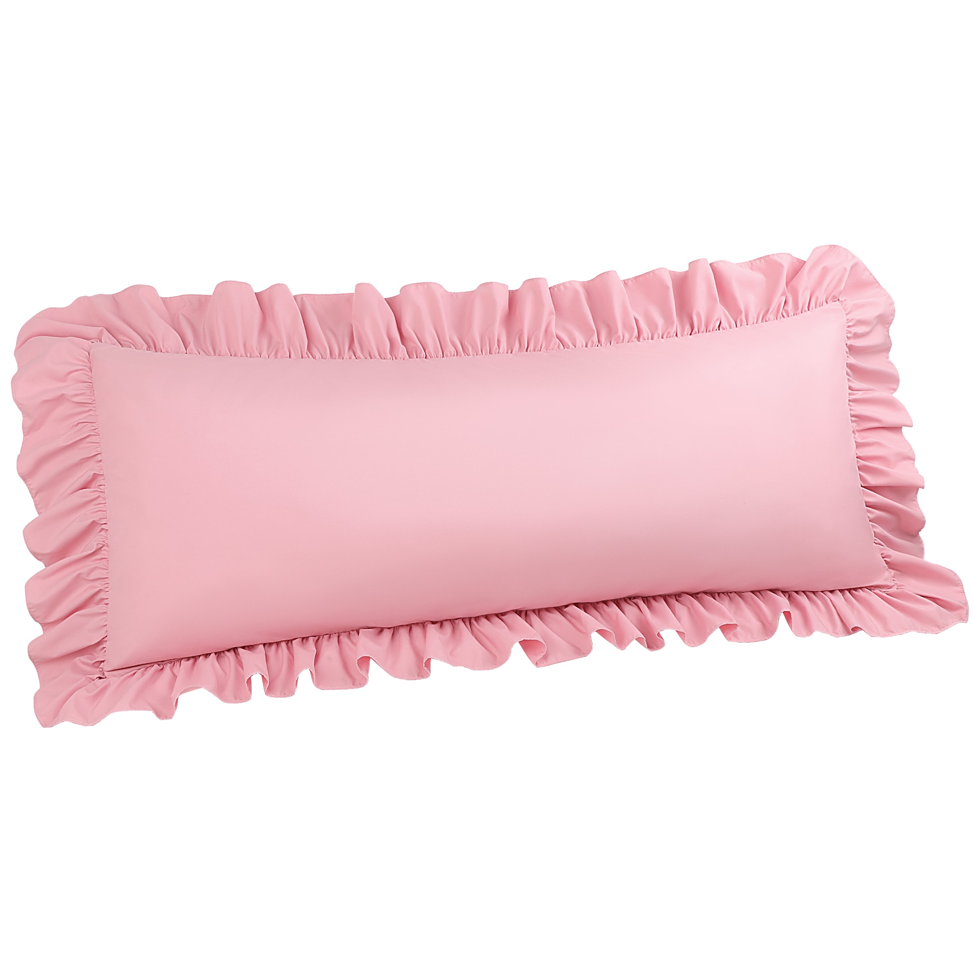 Unique Bargains S25111301UX4246 Brushed Ruffle Body Pillowcases Soft Breathable Pillow Covers with Envelope Closure 4inch Hem Microfiber Long Pillow Case 20 Inchx54 Inch Pink