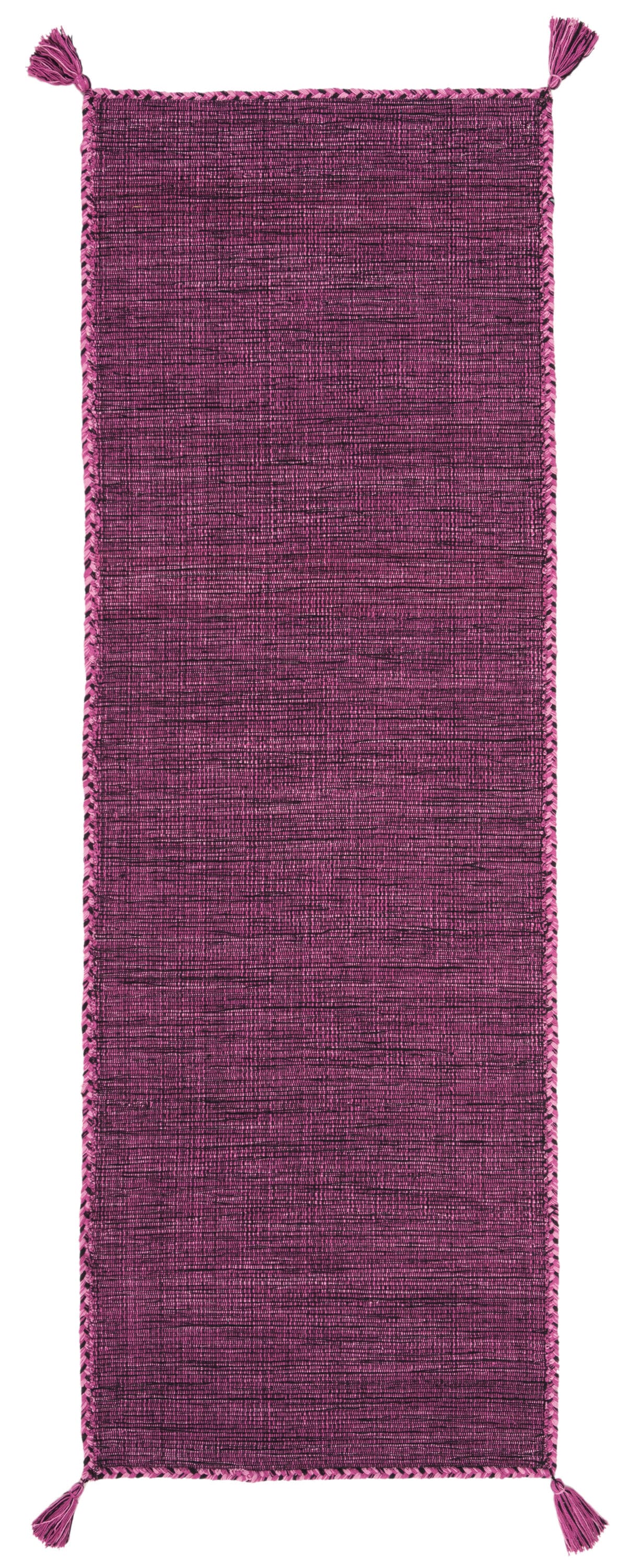 Handwoven Purple and Black Cotton Runner Rug