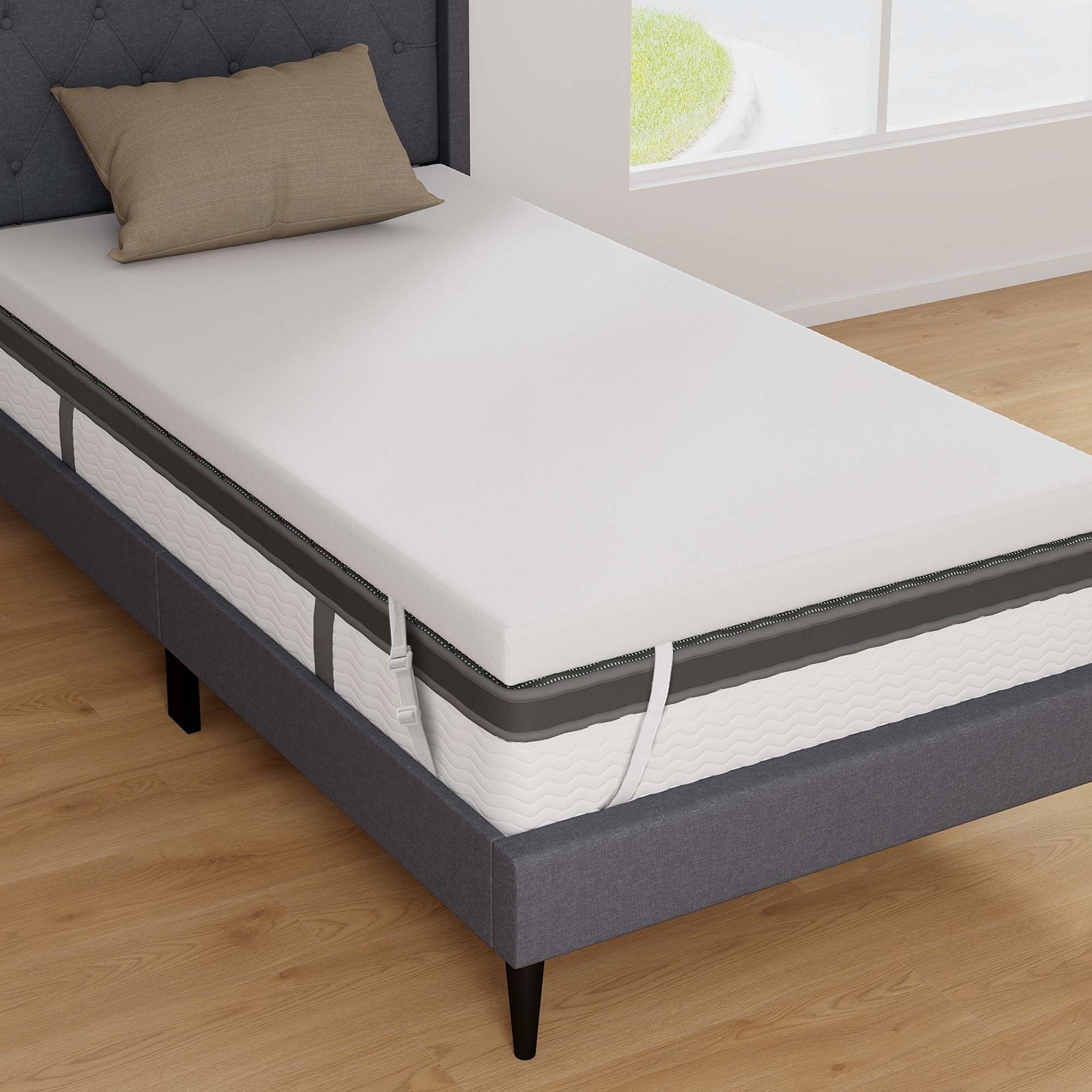 Costway  3 inches Gel-Infused Memory Foam Mattress Topper with Removable and Washable Cover Twin