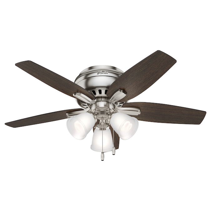 Hunter Newsome 42 In Brushed Nickel Led, Nickel Ceiling Fan With White Blades