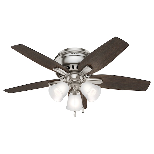 Hunter Newsome 42 In Brushed Nickel Led Indoor Flush Mount Ceiling Fan With Light 5 Blade The Fans Department At Com - Flush Mount 42 Inch Ceiling Fan With Light