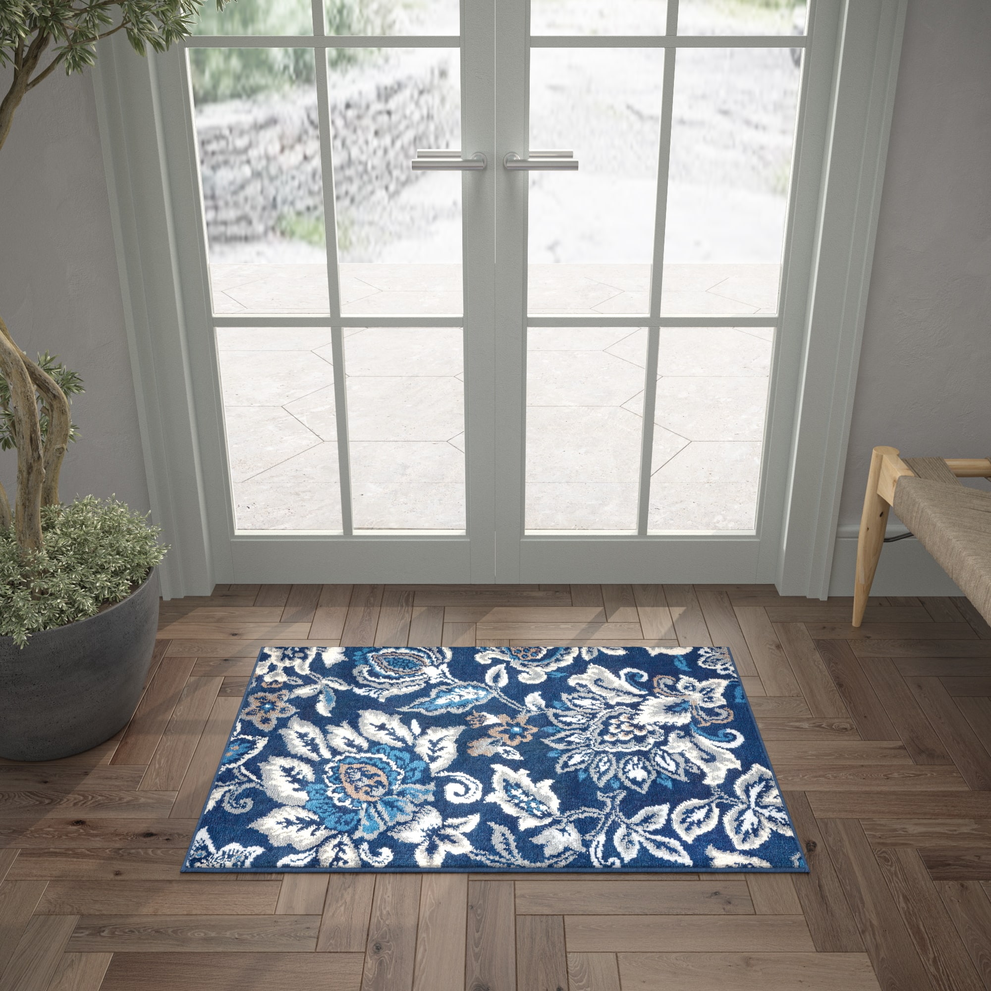 Tayse MDN4207 2X3 Madison 2 x 3 (ft) Loomed Polypropylene Dark Blue Rectangular Indoor Throw rug