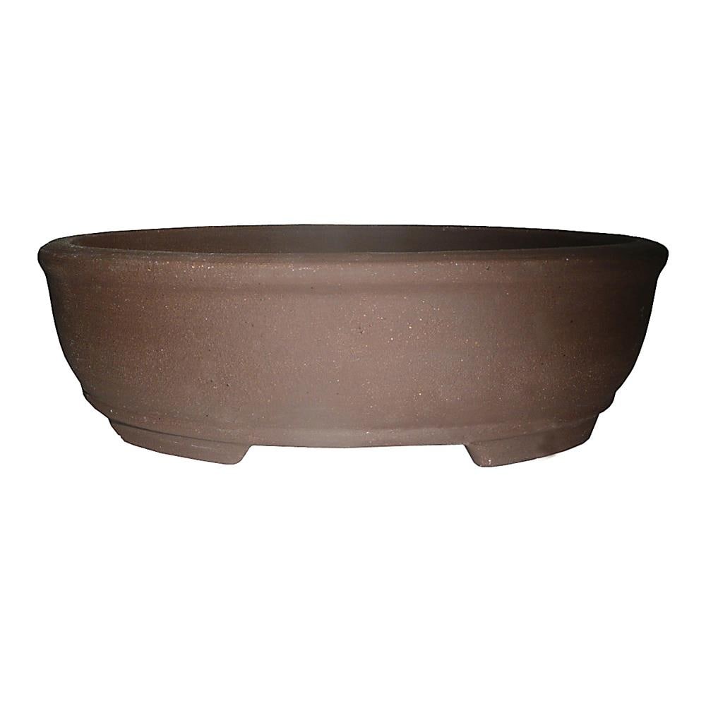 Brussel's Bonsai CUPO3-12 Round 3.4-Inches W Medium Brown Ceramic Indoor/Outdoor Planter with Drainage Holes