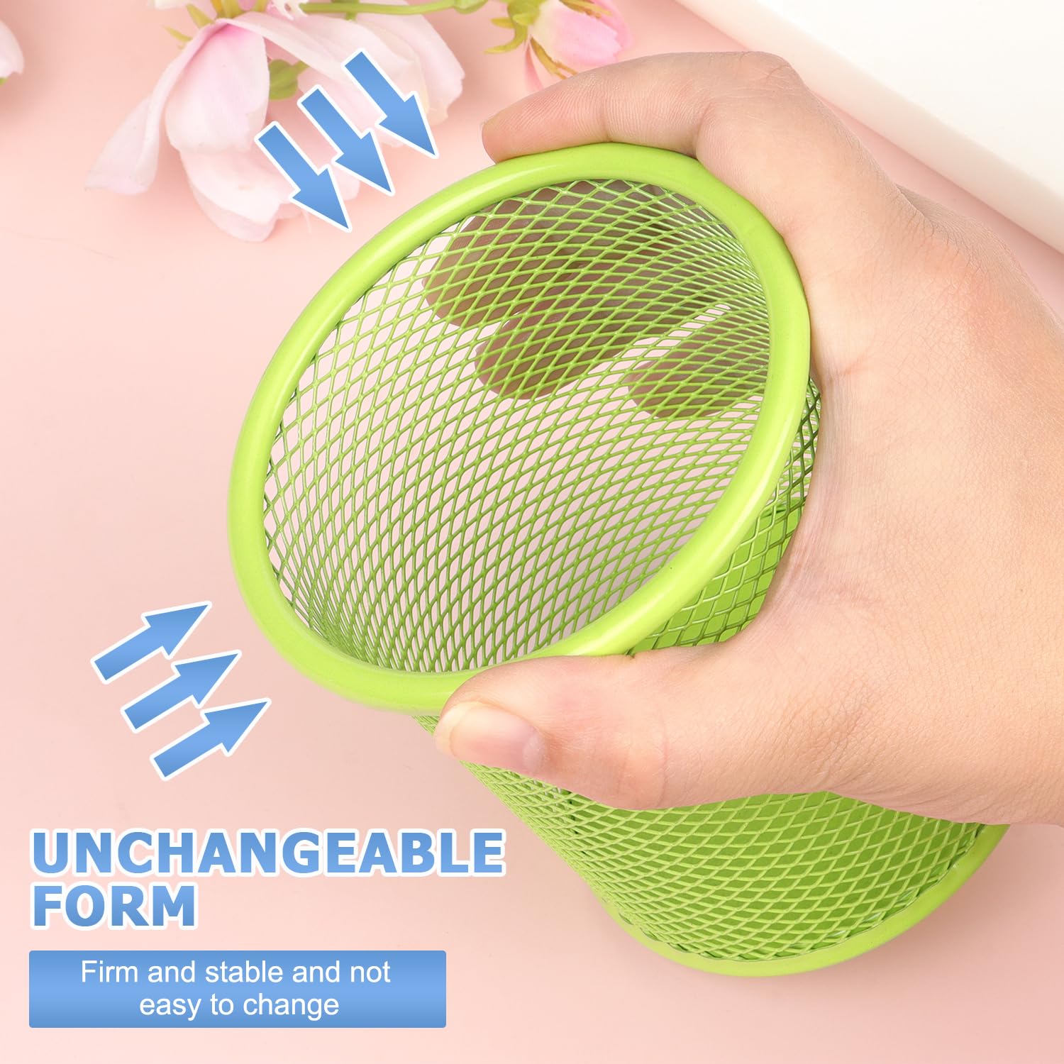 UUDULY Wire Mesh Pen Holder Cup for Desk Office Pencil Organizer Green ...