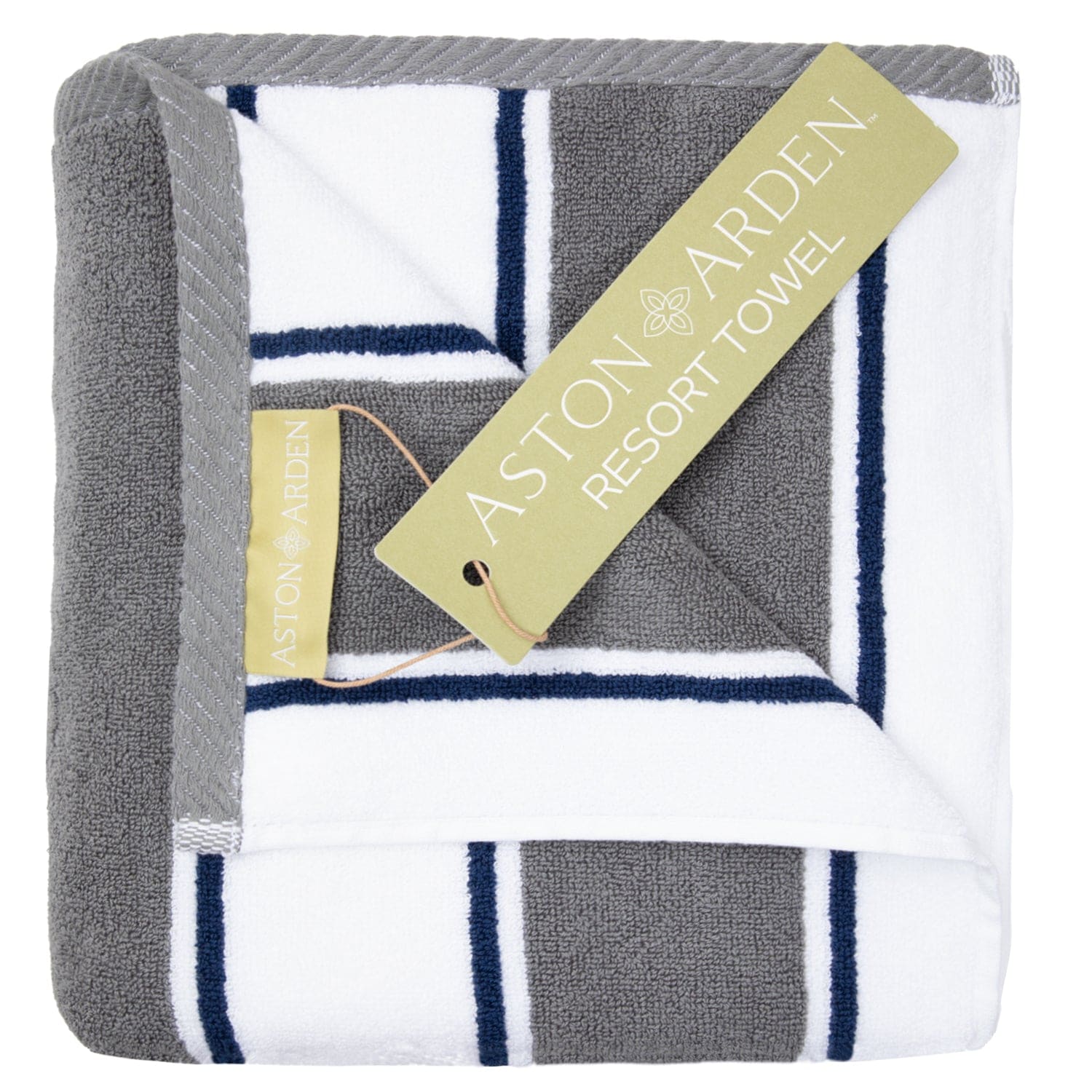 Arkwright Home Aston and Arden Pinstriped Beach Towel 35x70 Grey/Navy - Case of 8