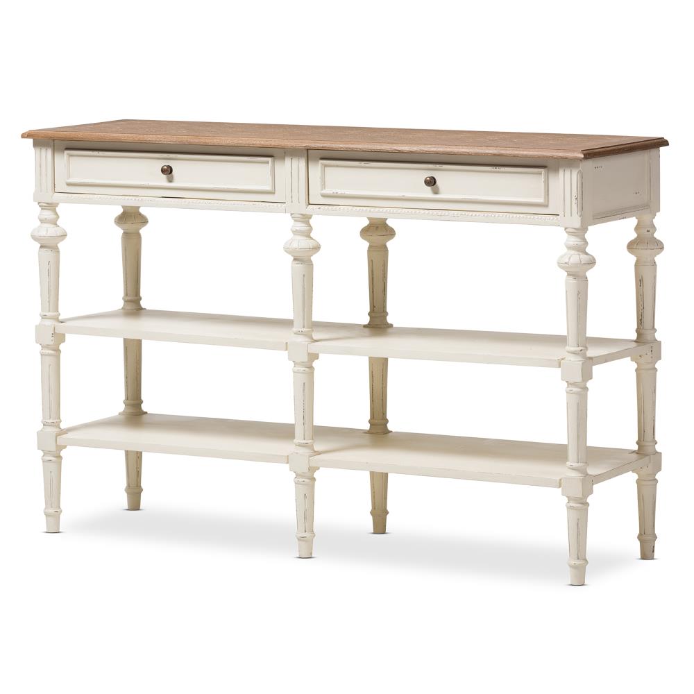 Baxton Studio Marquetterie Vintage White Console Table at Lowes