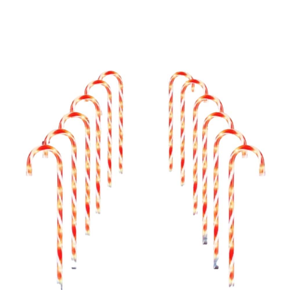 Joyfy 30092 12-Marker White Candy Cane Christmas Pathway Markers