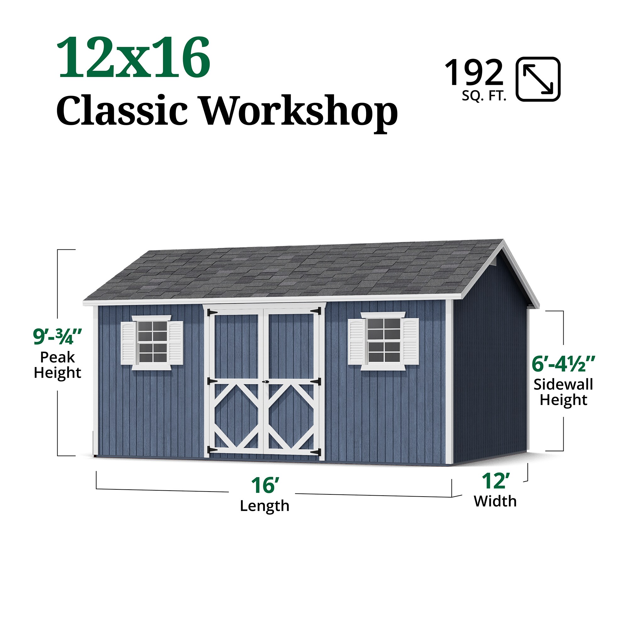 Little Cottage Co 12X16 CWS-PC-FK Wood-Storage-Buildings - View #3