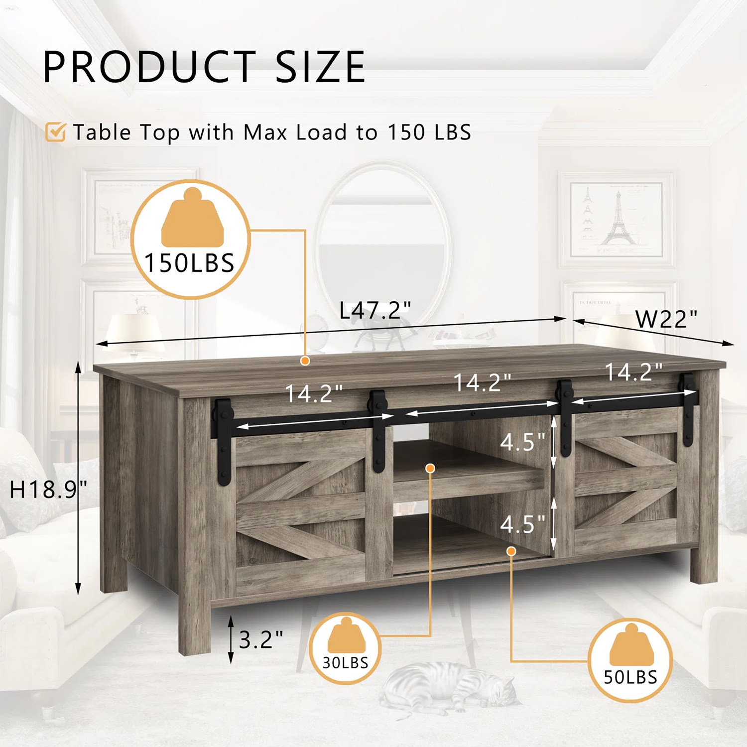 Vineego LS-CT23-159-GY Coffee-Tables - View #7