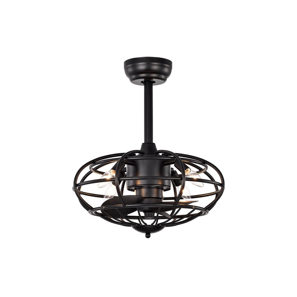 Home Accessories Inc CFL-8478S/MB 18.1-in Matte Black Indoor Cage Ceiling Fan with Light and Remote (3-Blade)