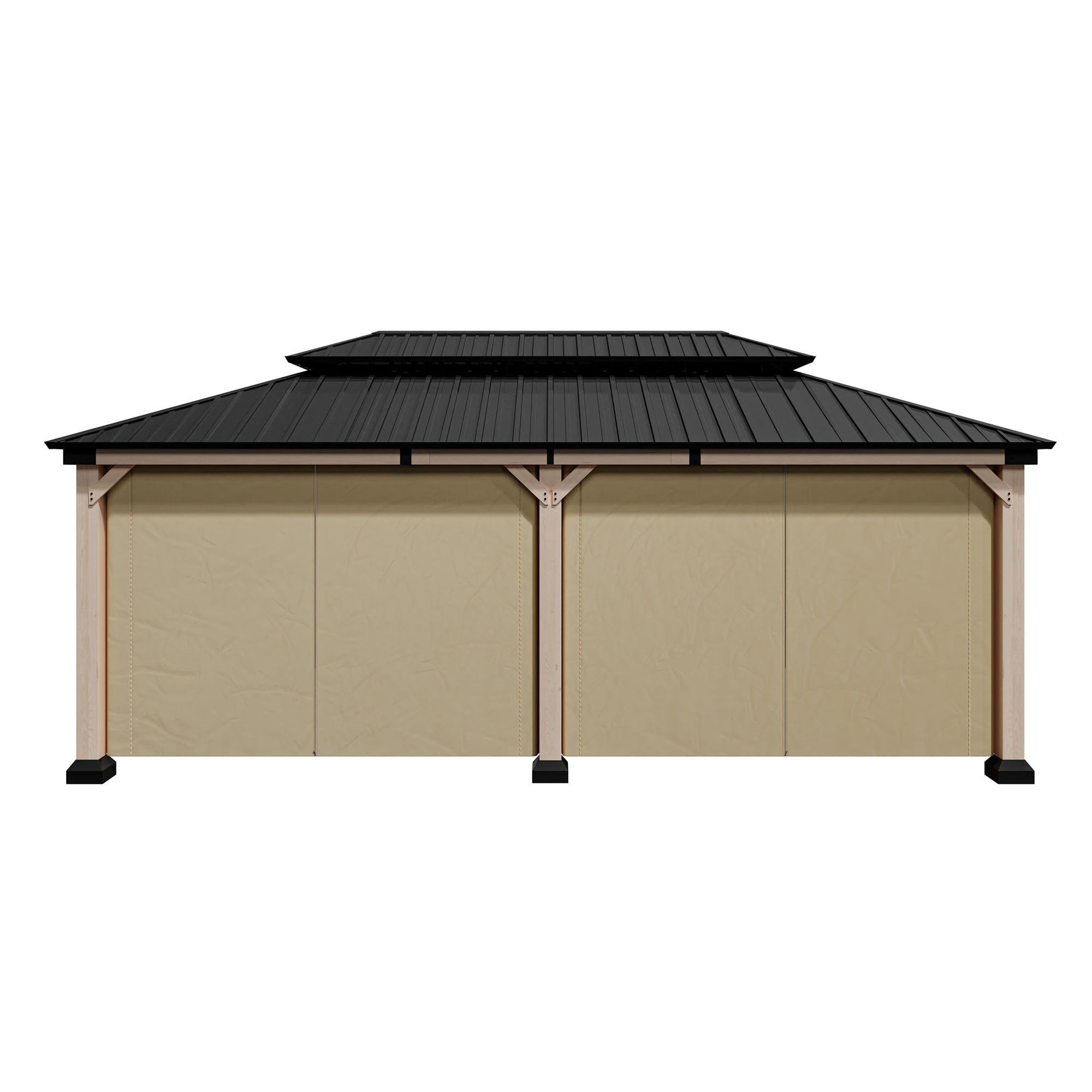 Beverly Hills 20-ft x 12-ft Cedar Wood and Black Steel Patio Gazebo