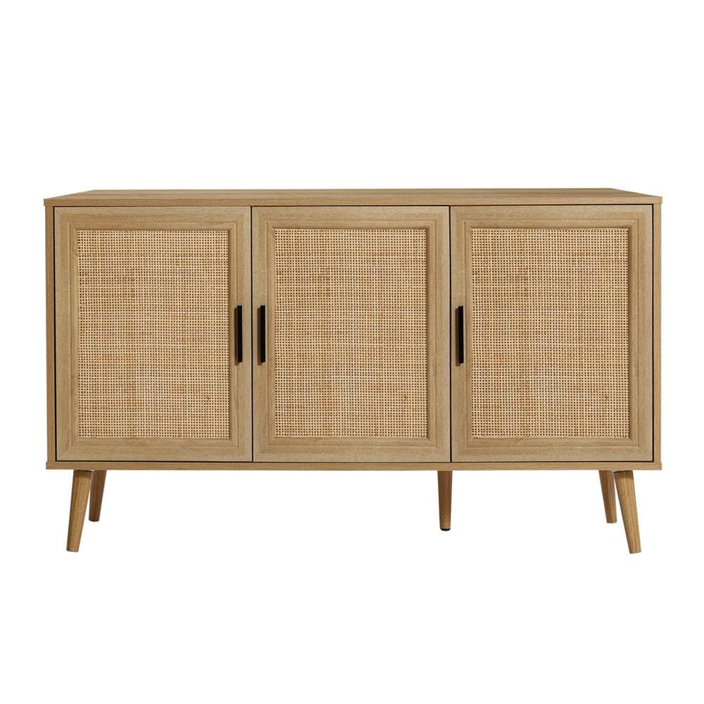 LuxenHome WHIF1830 47.24-in W 3-Door Oak Accent Cabinet