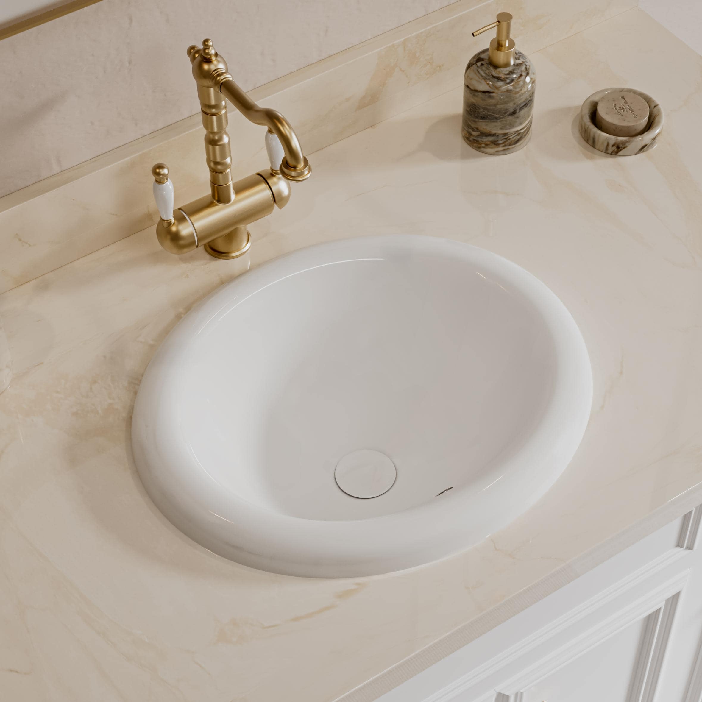 Eridanus - Salerno Vitreous China 17.75-in Drop-in Oval Modern Crisp White Bathroom Sink