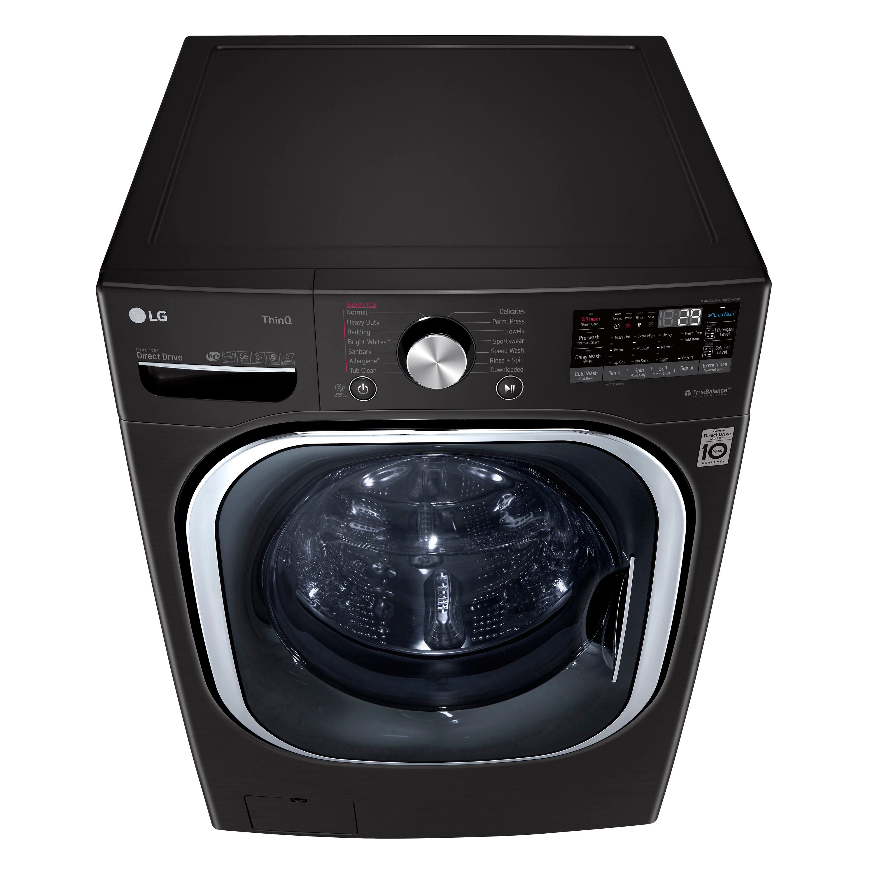 LG 5.0 Cu. Ft. High-Efficiency Stackable Smart Front Load Washer with Steam  and Built-In Intelligence Black Steel WM4500HBA - Best Buy