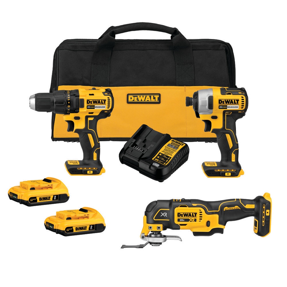 DEWALT 3-Tool 20-Volt Max Brushless Power Tool Kit with Soft Case (2-Batteries and charger Included) in Power Tool Combo Kits at Lowes.com