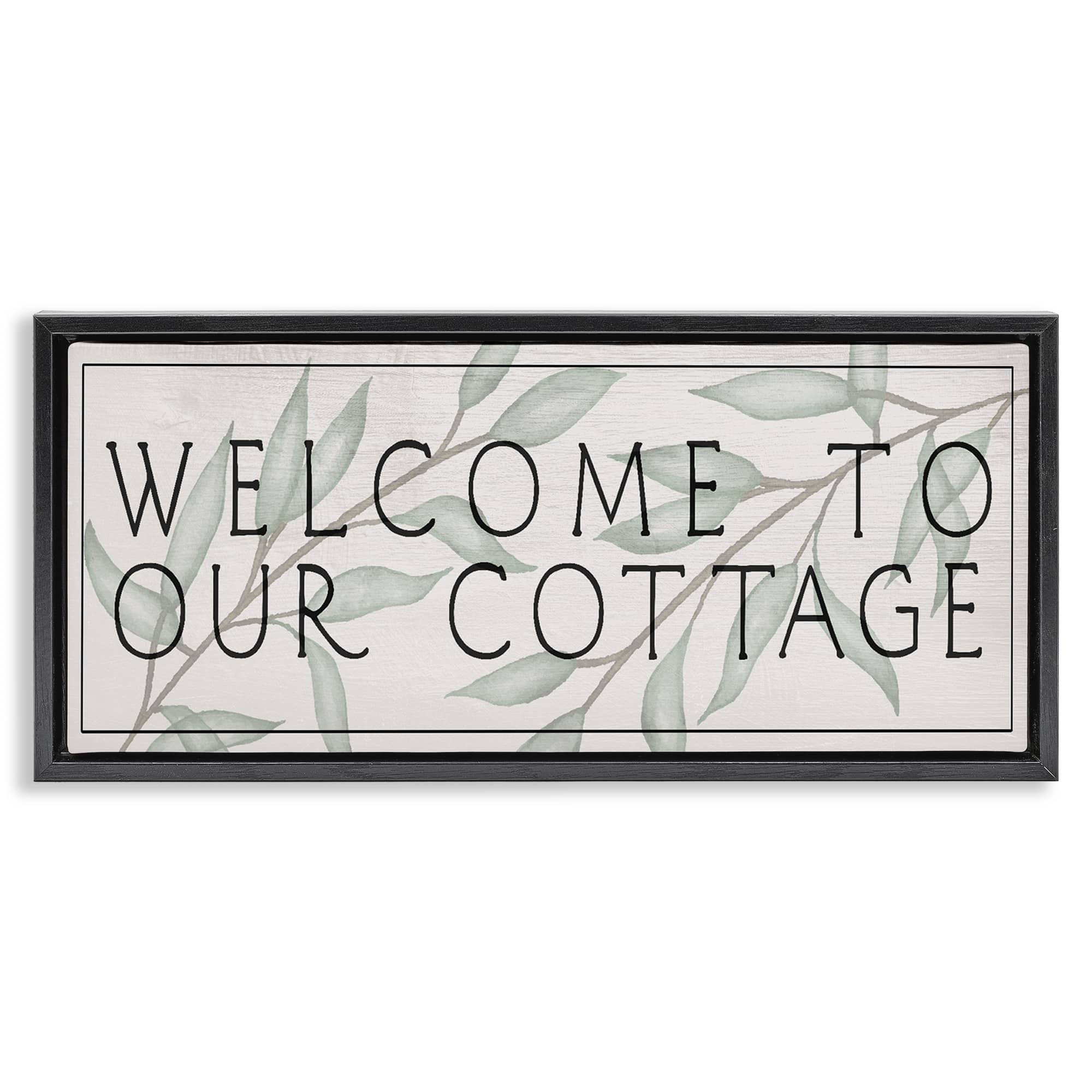 Stupell Industries BT-144-FFB-10X24 Rustic Cottage Welcome Black Framed Floater Canvas Wall Art By Lil' Rue 25 x 11