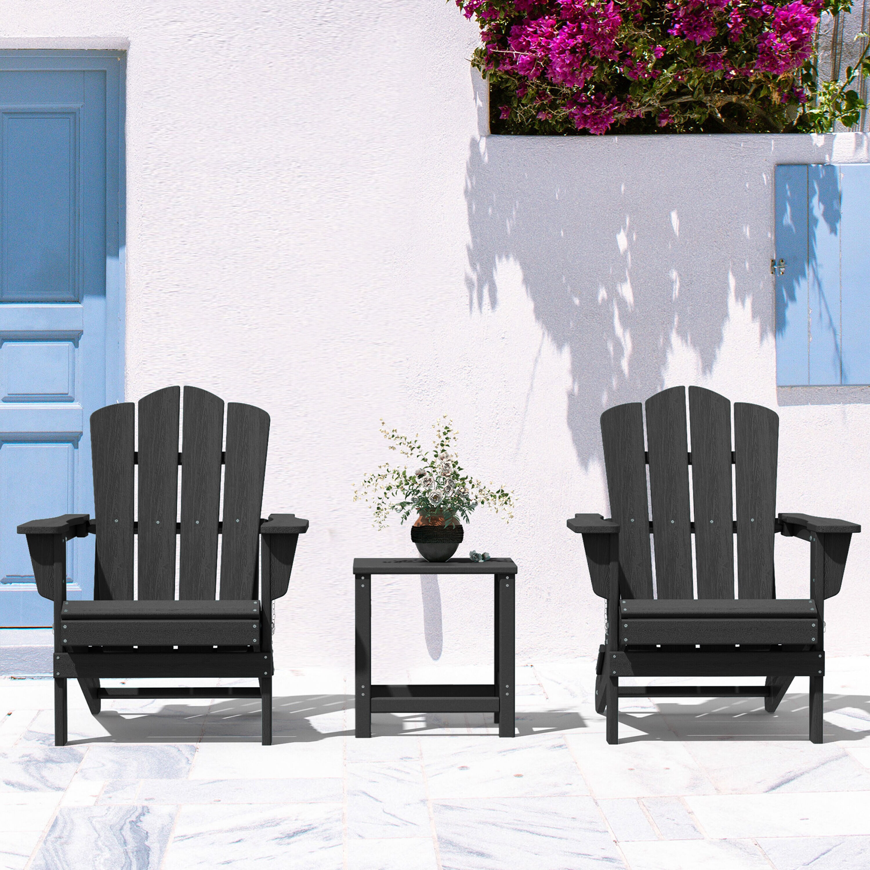 Black stackable adirondack discount chairs