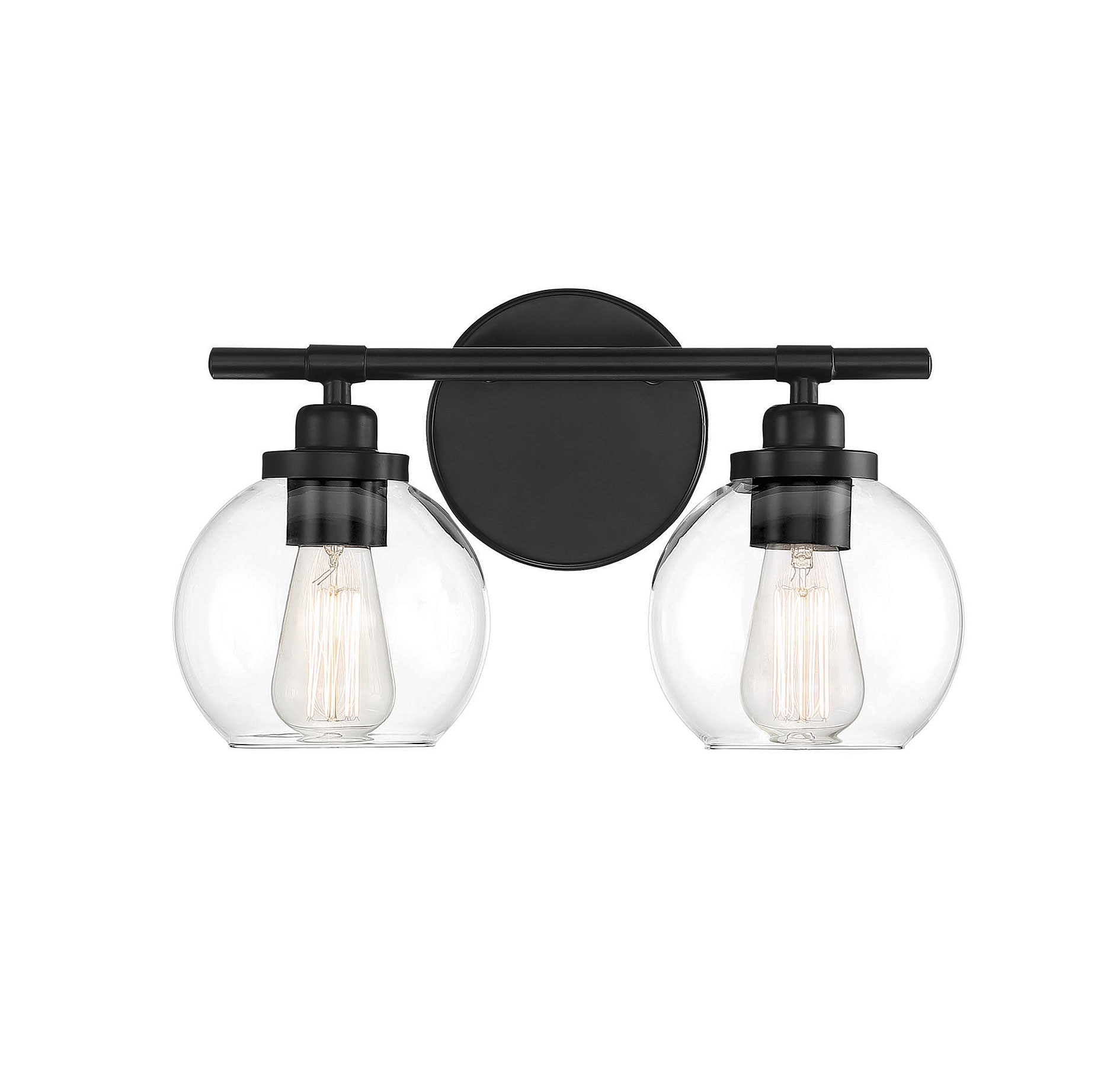 14-in 2-Light Matte Black Mid-century Vanity Light Bar at Lowes.com