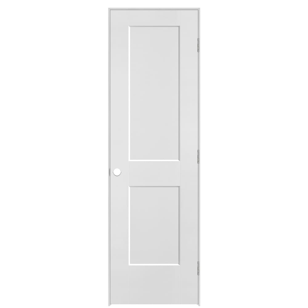 Masonite 641892 24-in x 80-in Primed Hollow core 2-panel square Left hand Smooth Primed Molded composite Flat Jamb Single Prehung Interior Door