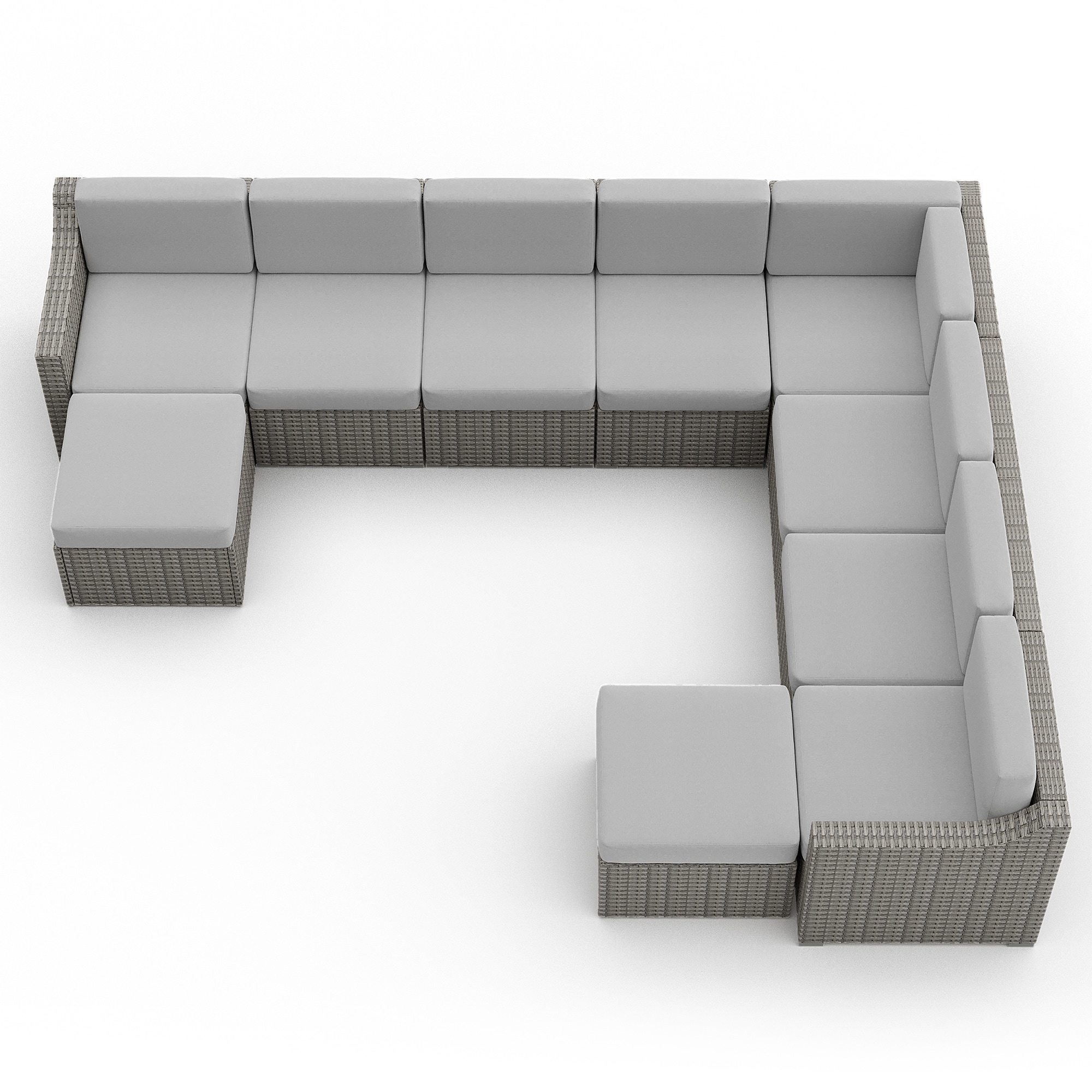  EL-SF10-GB-WL3 10 -Piece Wicker Patio Conversation Set with Off-white Cushions