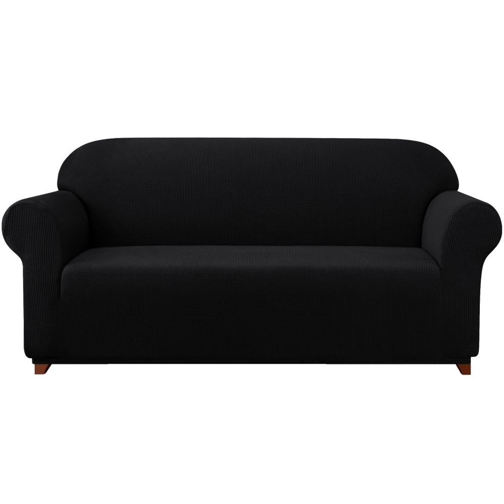 Subrtex SBTSF3008 Textured Grid Black Jacquard Sofa Slipcover 118-Inches W x 41-Inches H x 42-Inches D