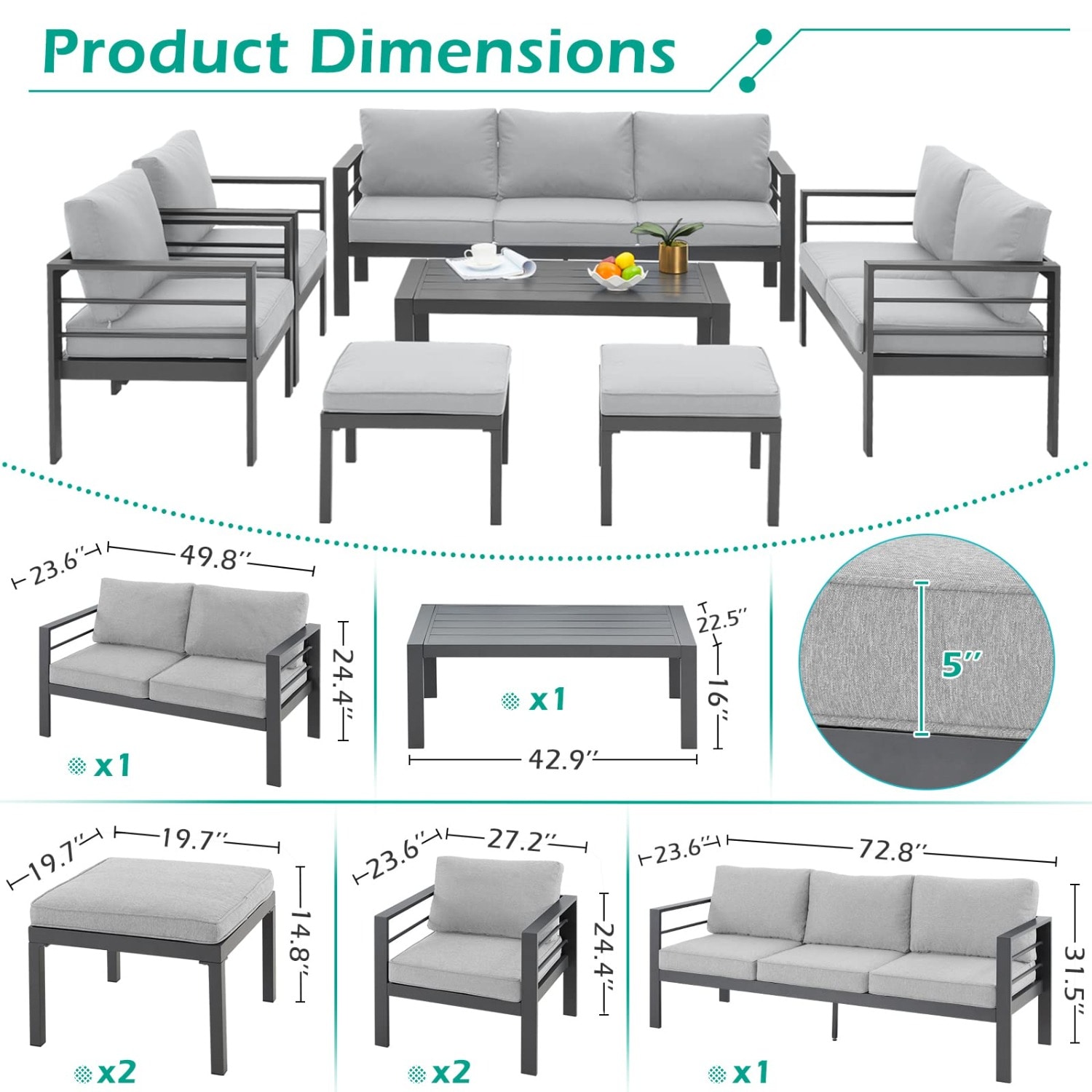 AECOJOY 16301GR-LS01 Patio-Sofas-Daybeds - View #6