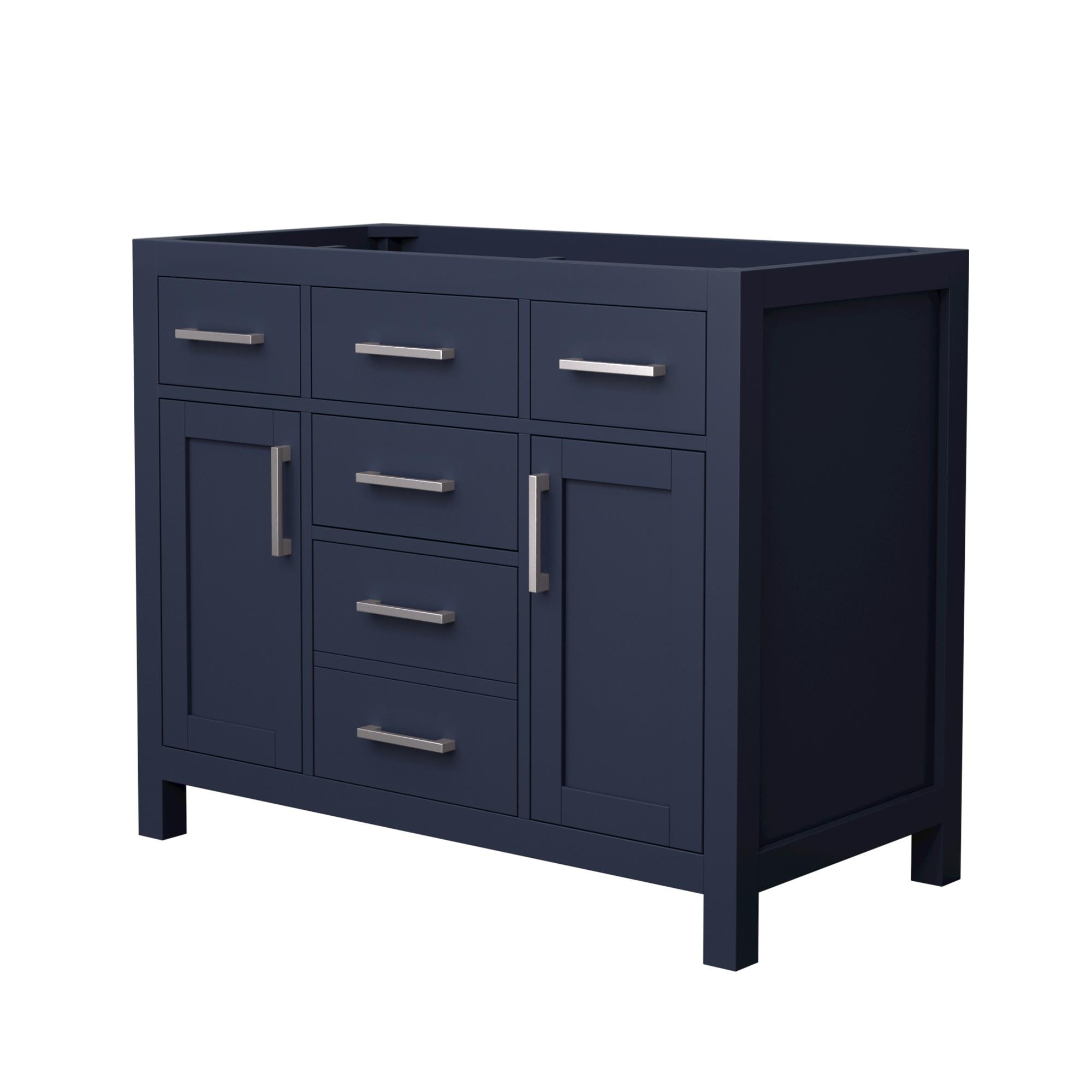 Wyndham Collection - Beckett 42-in Dark Blue with Brushed Nickel Trim Bathroom Vanity Base Cabine...