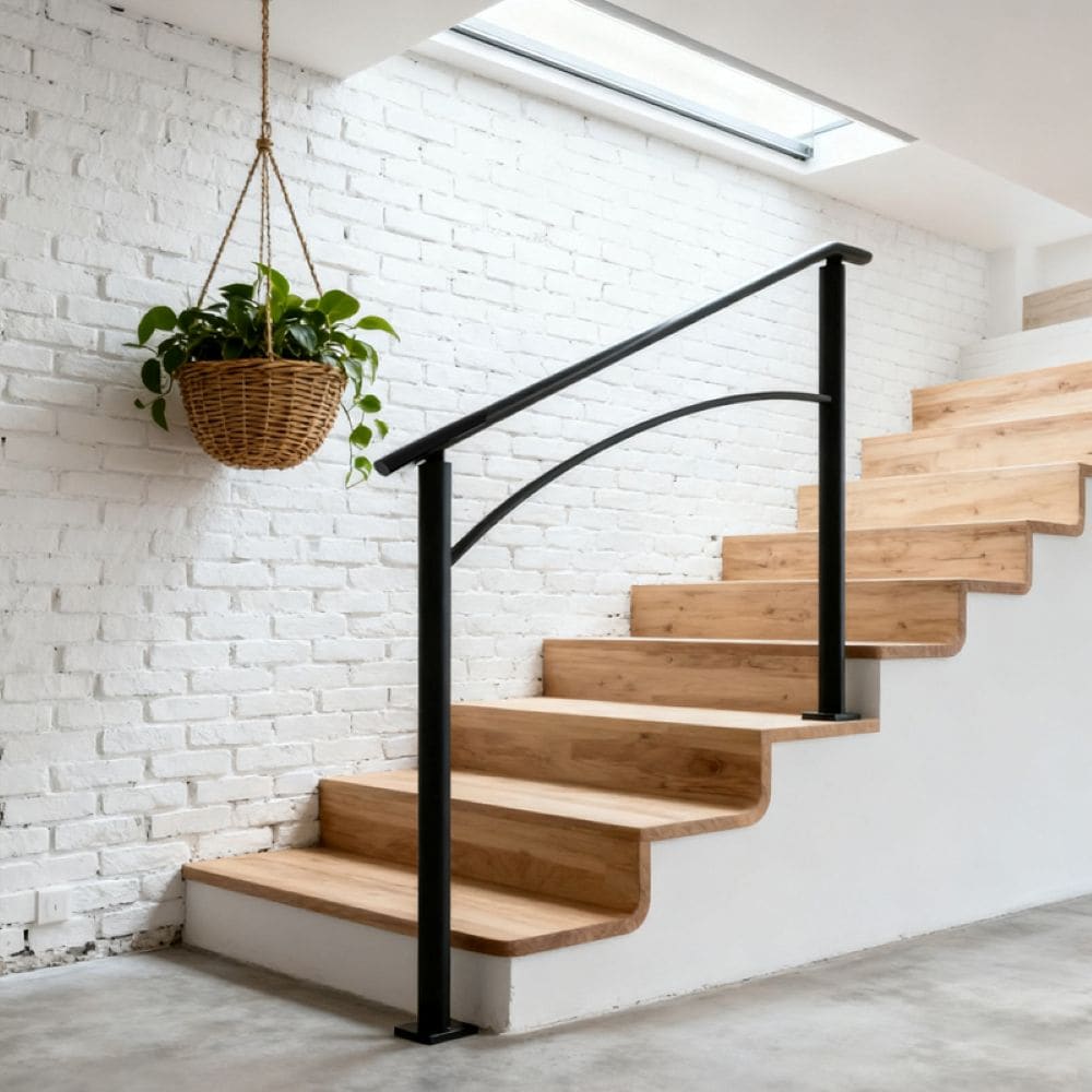 Blisstyle Outdoor Wrought Iron Stair Handrail Collection 59.8-ft x 41.7-in Black Powder Coated Wrought Iron Metal Deck Handrail Kit