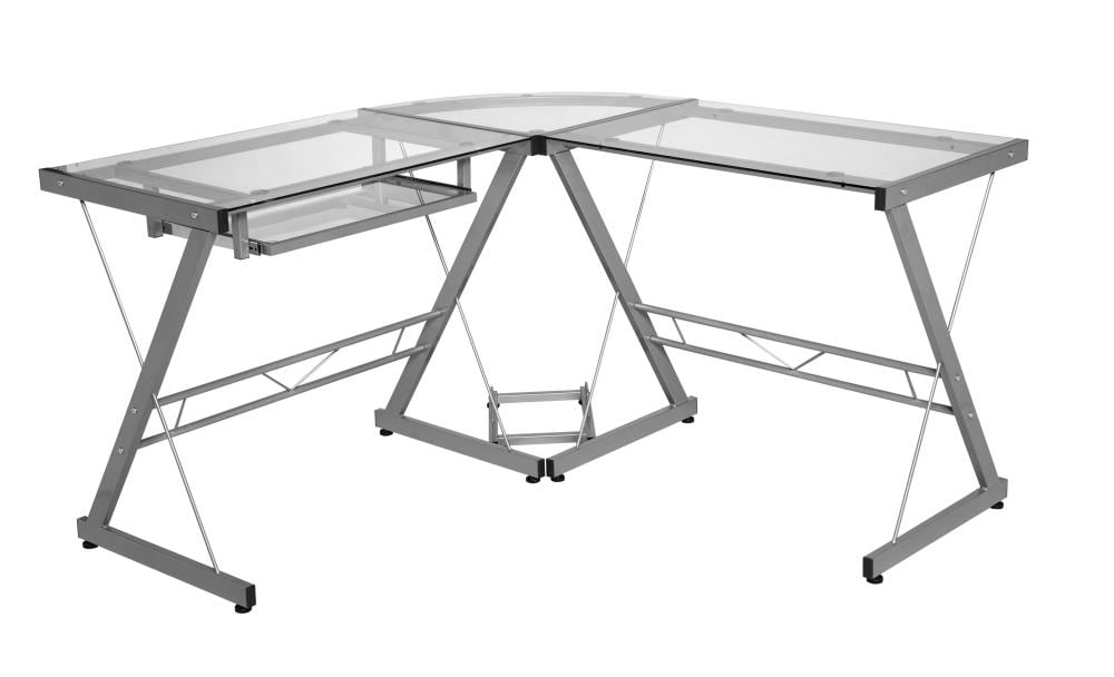 OneSpace 51-in Clear Modern/Contemporary L-shaped Desk at Lowes.com