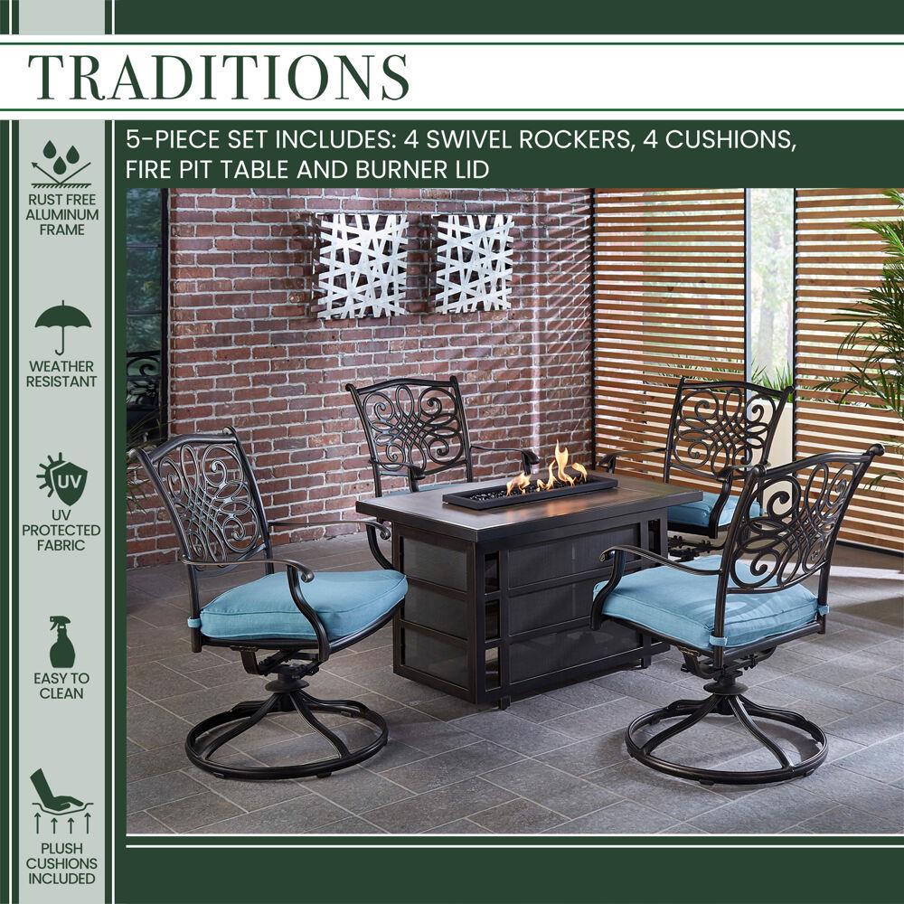 Hanover TRAD5PCRECSW4FP-BLU Patio-Conversation-Sets - View #2
