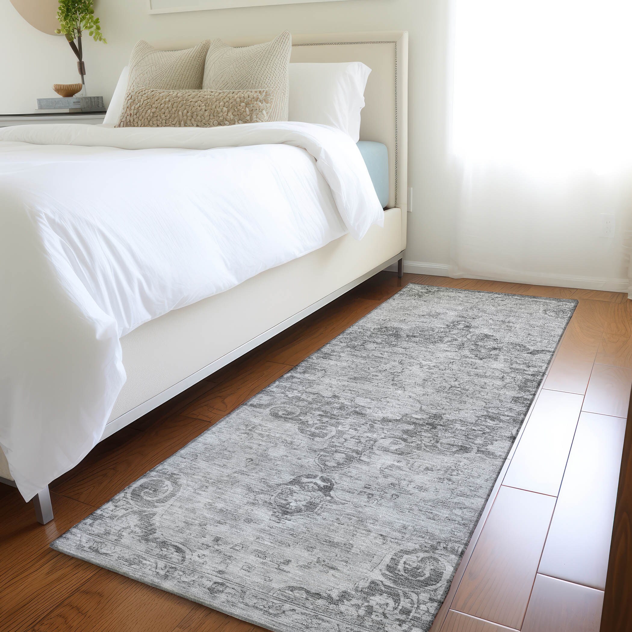 Addison Rugs ACN1238SV2X8 Chantille ACN1238SV 2 x 7 (ft) Polyester Silver Rectangular Indoor/Outdoor Geometric Machine washable Runner rug