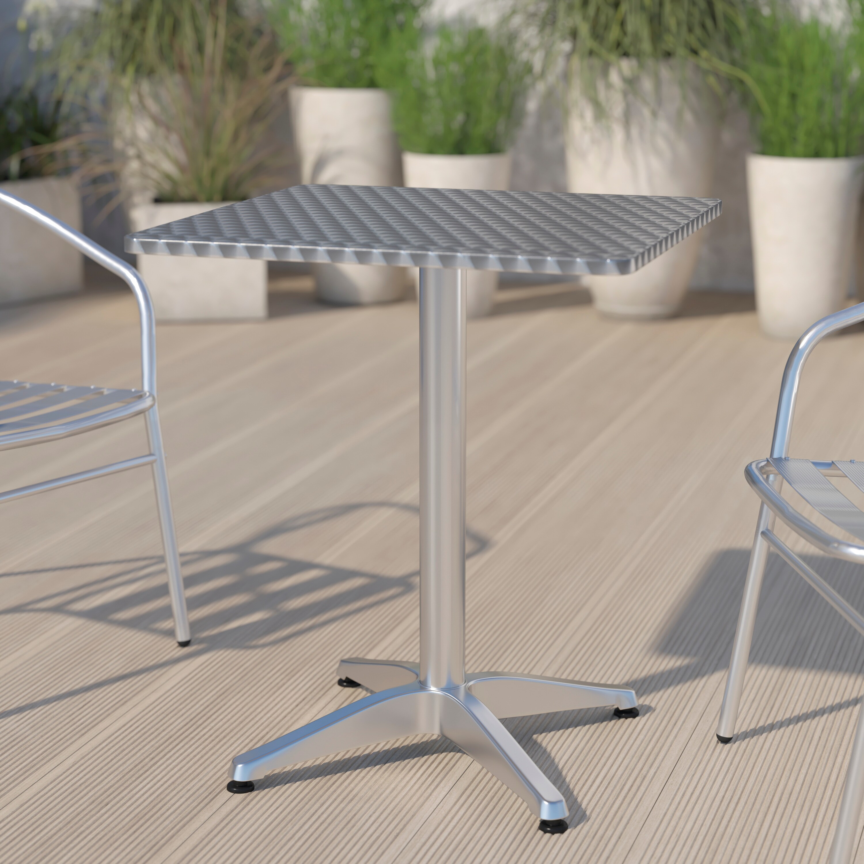 Silver Square Stainless Steel Indoor-Outdoor Dining Table