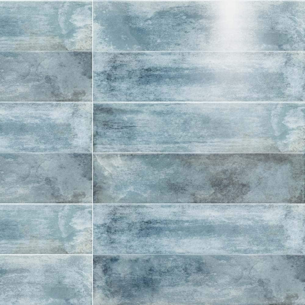 The Tile Life SCAMB0312BL Sample- Avila Blue 3-in x 12-in Glossy Ceramic Subway Wall Tile