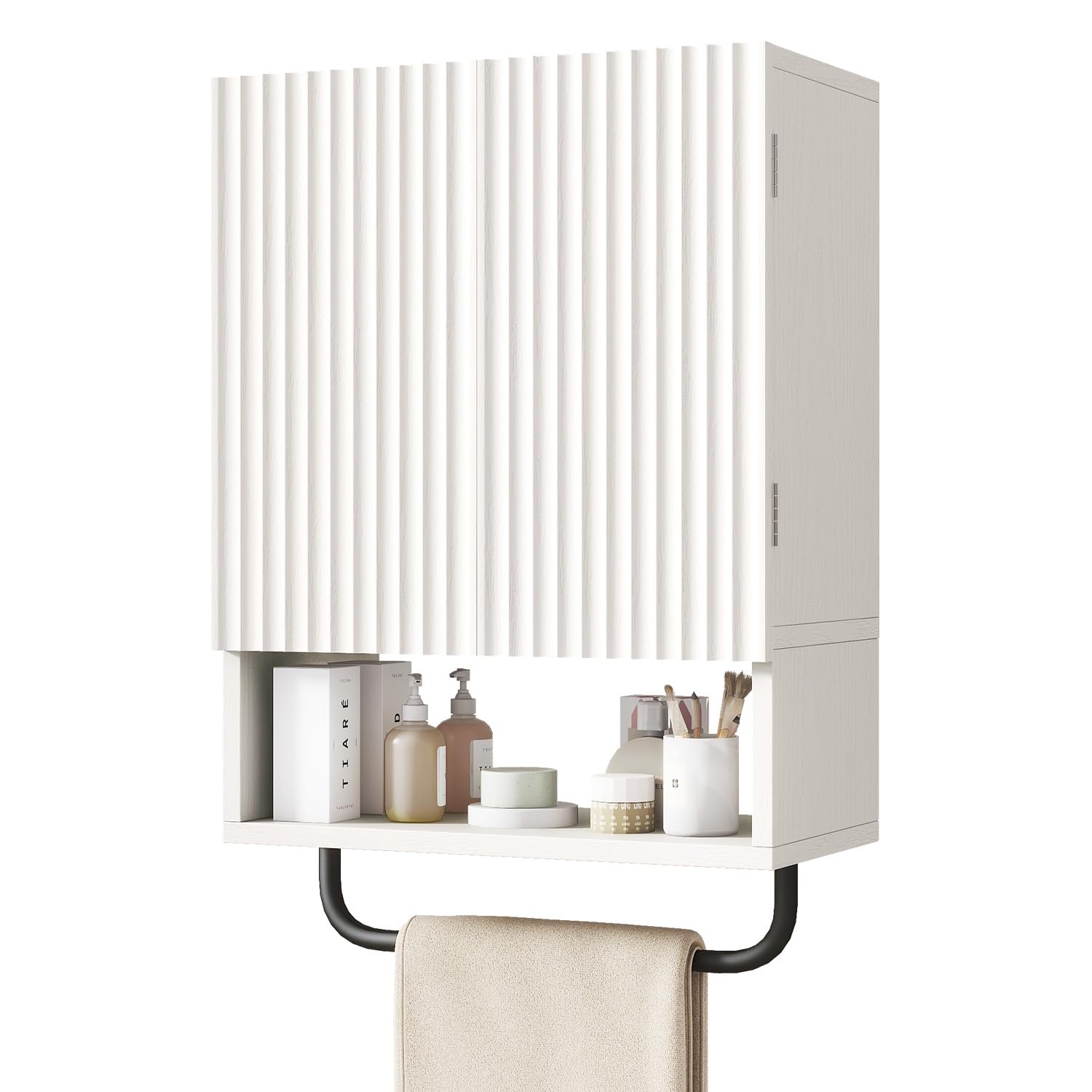 Afoxsos  Bathroom Wall Cabinet Small Medicine Cabinet with Towel Bar Over The Toilet Storage with Adjustable Shelf for Bathroom Living Room