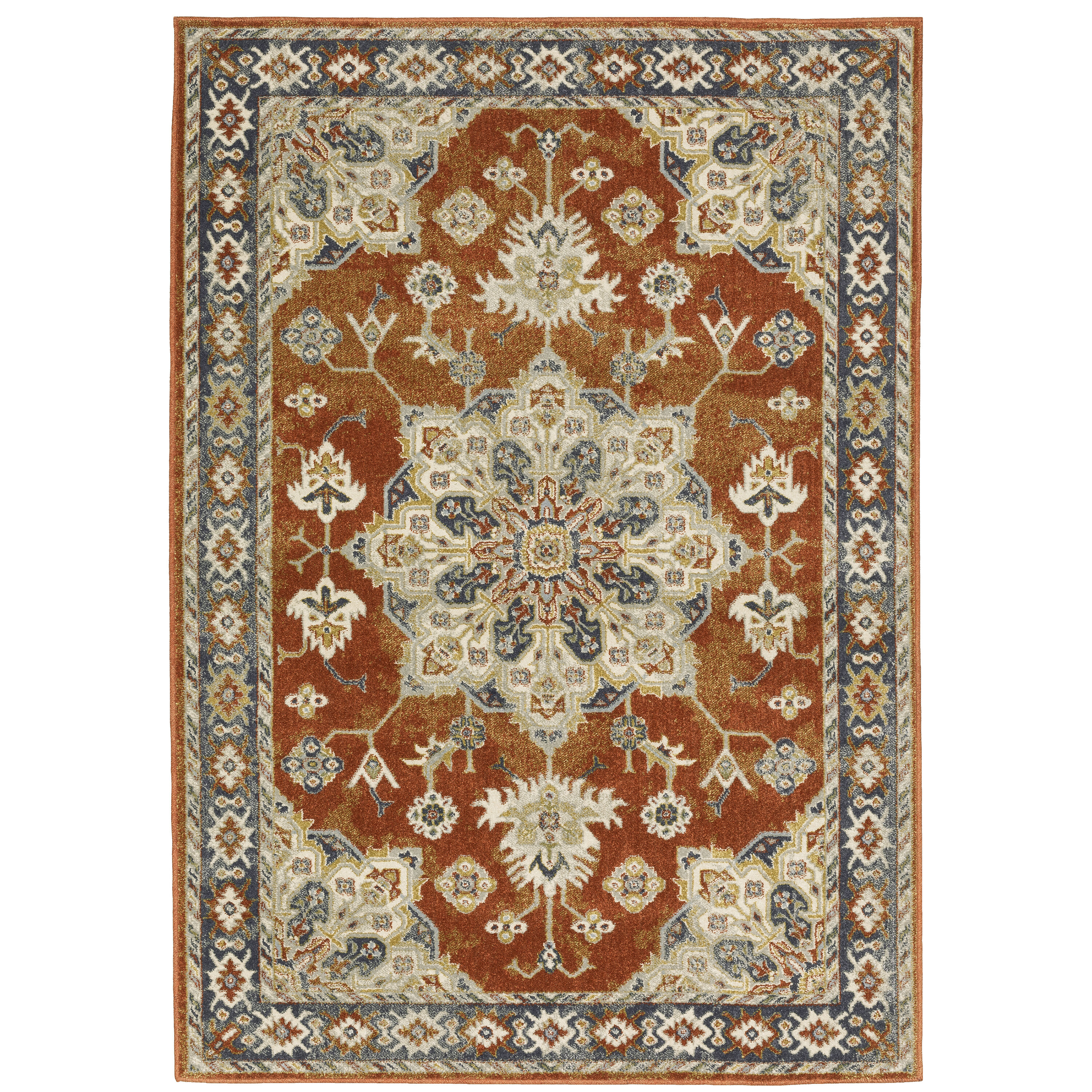 Archer Lane BR0BRAN4A7L Bainwick 8 x 10 (ft) Polypropylene Rust Rectangular Indoor Medallion Oriental Area rug