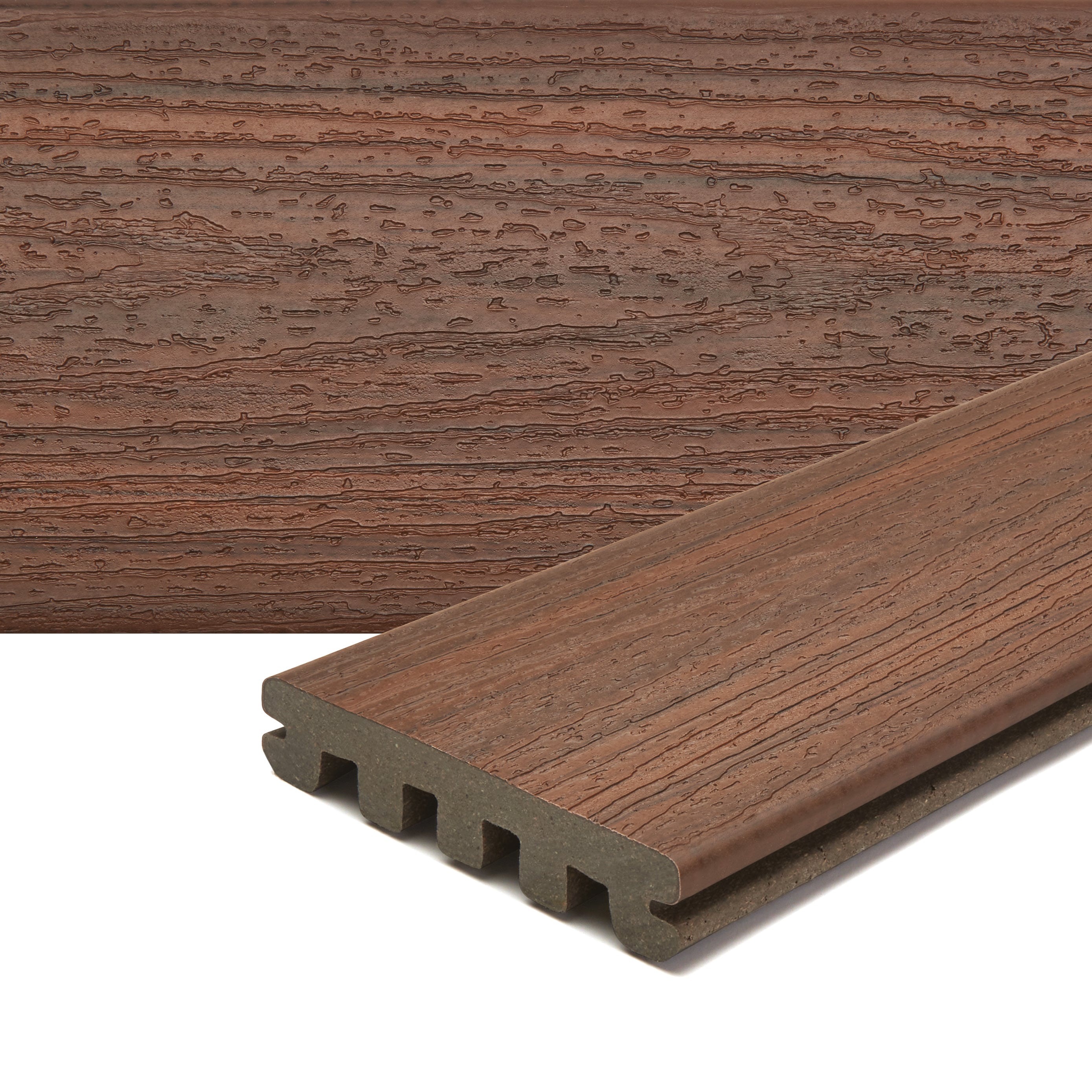 Trex CC010612E2G01 Enhance Naturals 1-in x 6-in x 12-ft Cinnamon Cove Grooved Composite Deck board