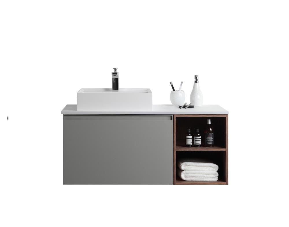 CARTISAN Design Erato 48-in Dark Gray Undermount Double Sink Floating Bathroom Vanity with White Quartz Top | VAMANDG48WMQZ