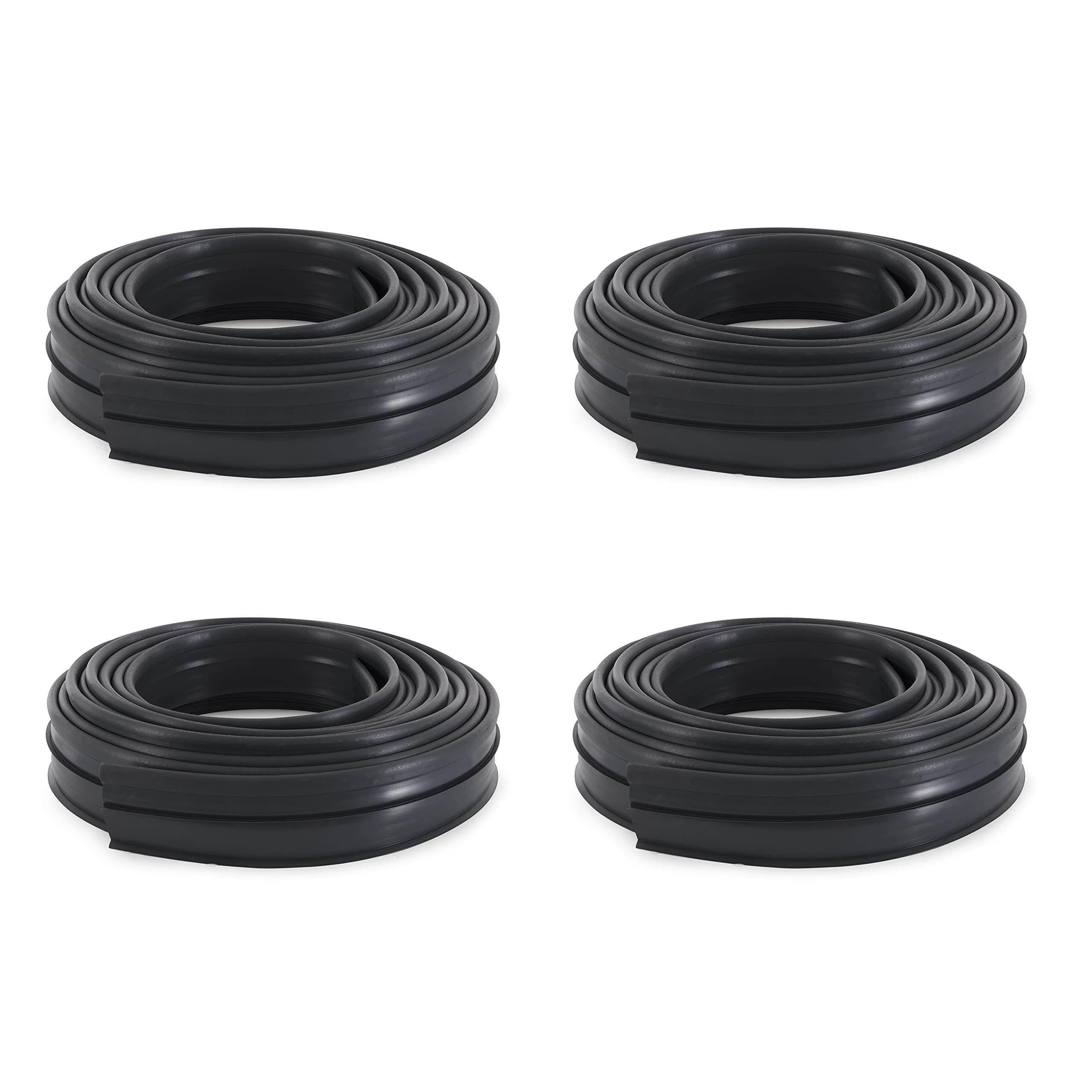 Suncast  Professional Grade Dig in 60 Foot Landscape Edging Roll Lawn Border for Patio Gardening and Outdoor Landscapes Black (4 Pack)