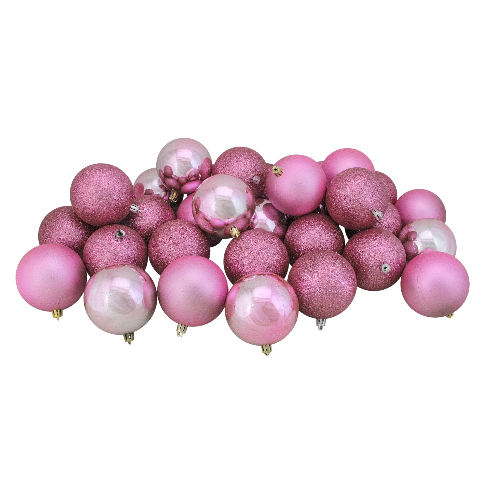 Northlight 32-Pack Pink Ball Standard Indoor Ornament Set Shatterproof ...