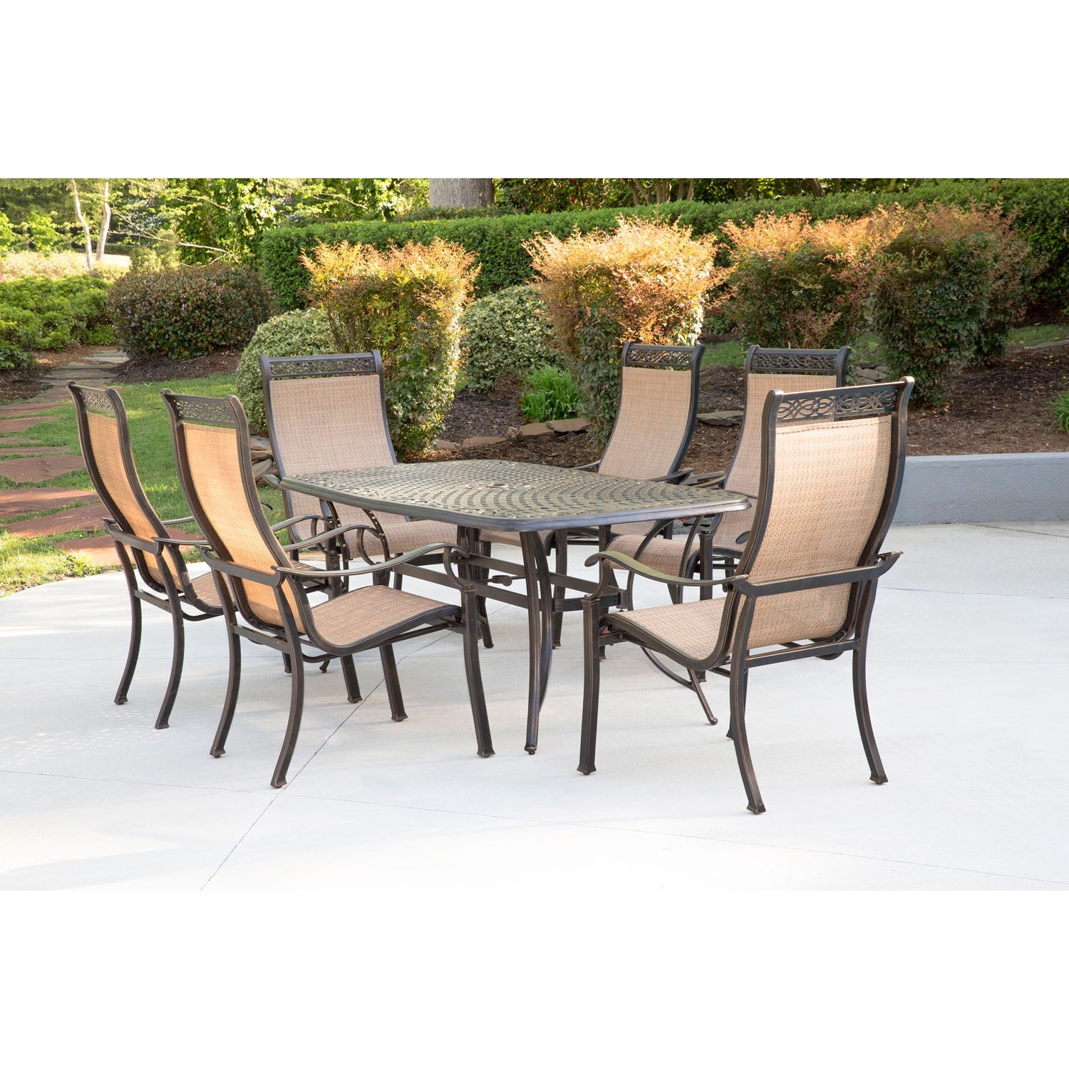 Manor Tan and Bronze 7-Piece Aluminum Outdoor Dining Set