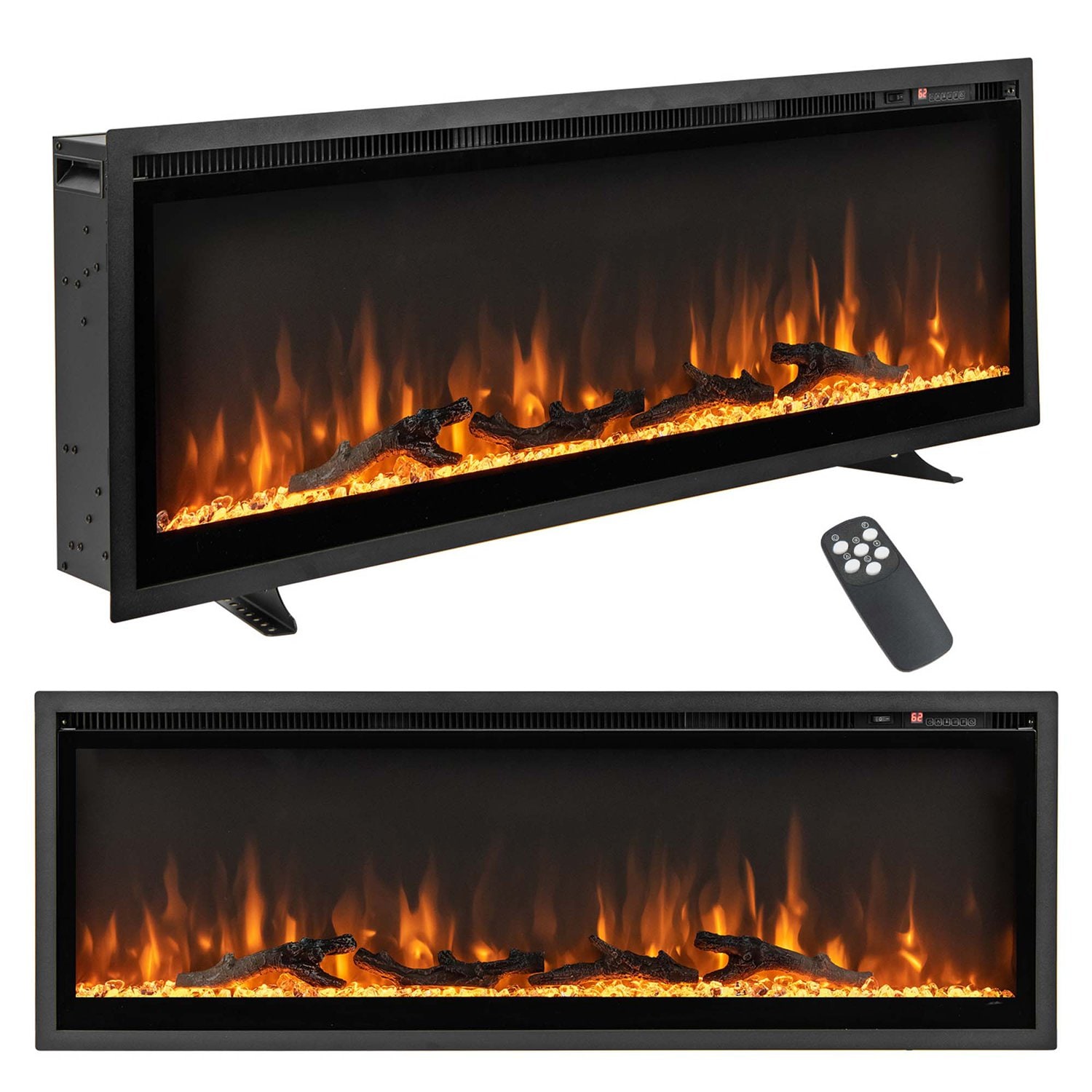 Costway 50 inches Electric Fireplace Recessed Wall Mounted Freestanding with Remote Control