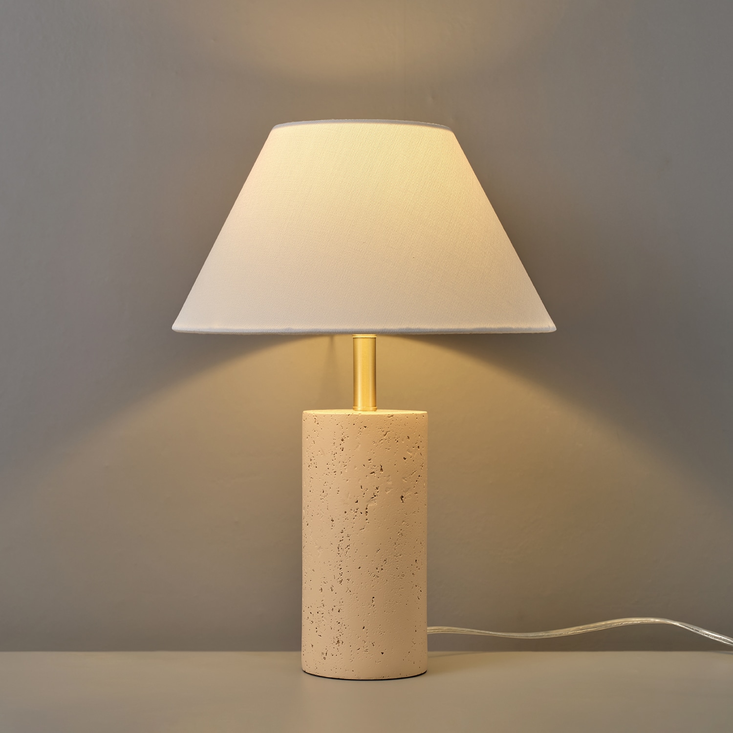 Globe Electric Novogratz x Globe 18" Brass Table Lamp with Fabric Shade and Natural-Look Base