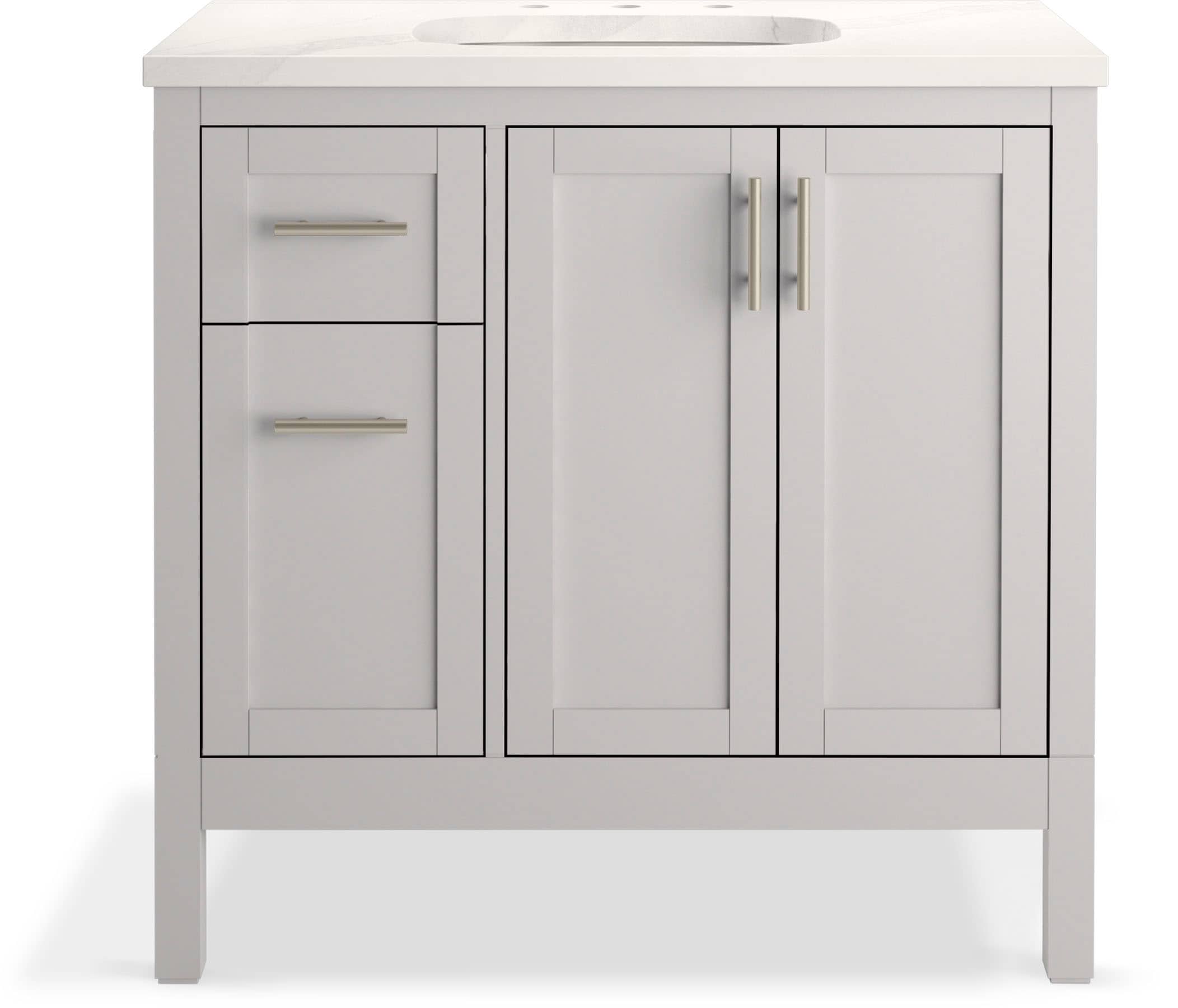 37" Atmos Grey Single Bathroom Vanity Set with Quartz Top