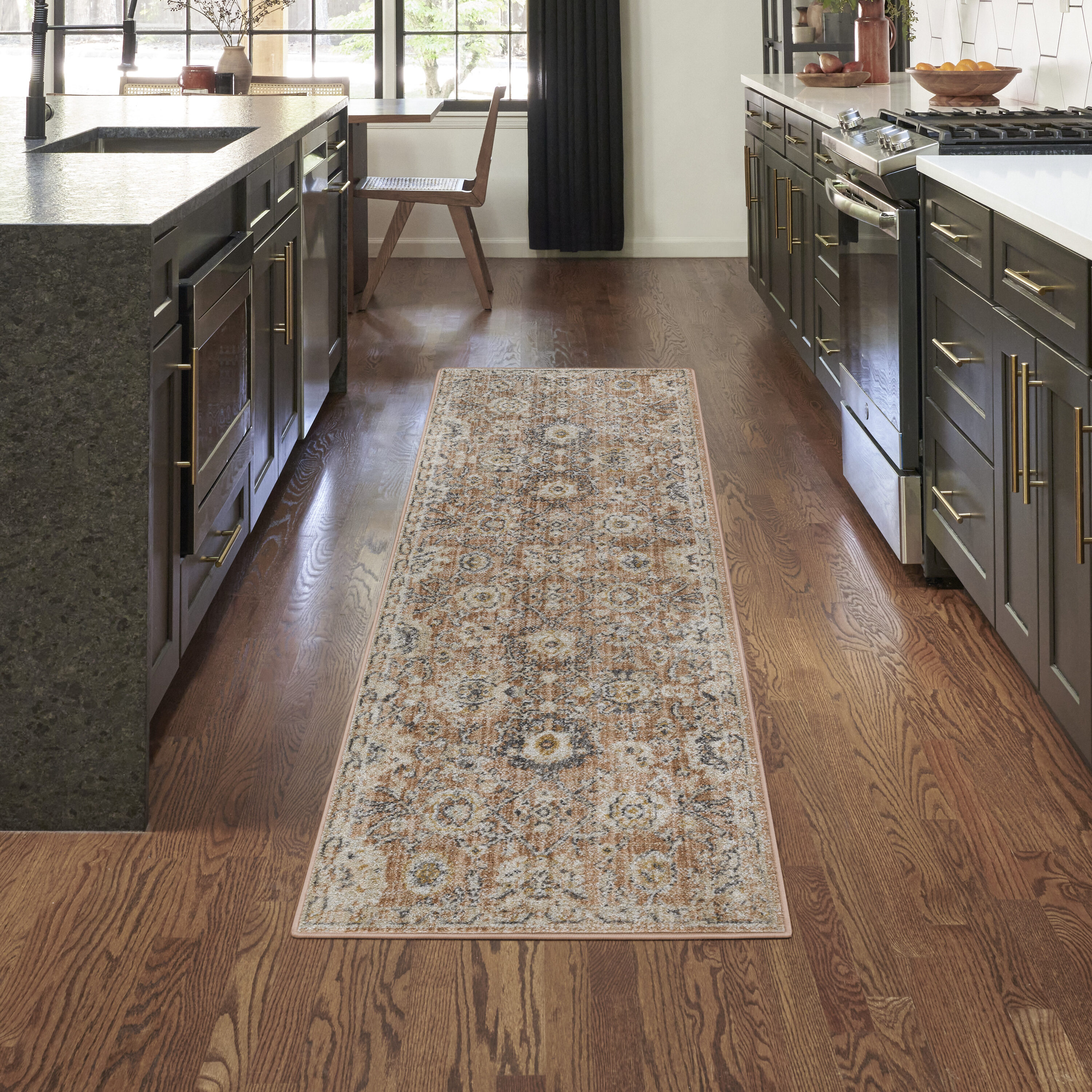 Nourison Home 099446949035 Oushak Home 2 x 8 (ft) Polypropylene Rust Rectangular Indoor Floral/Botanical Vintage Runner rug