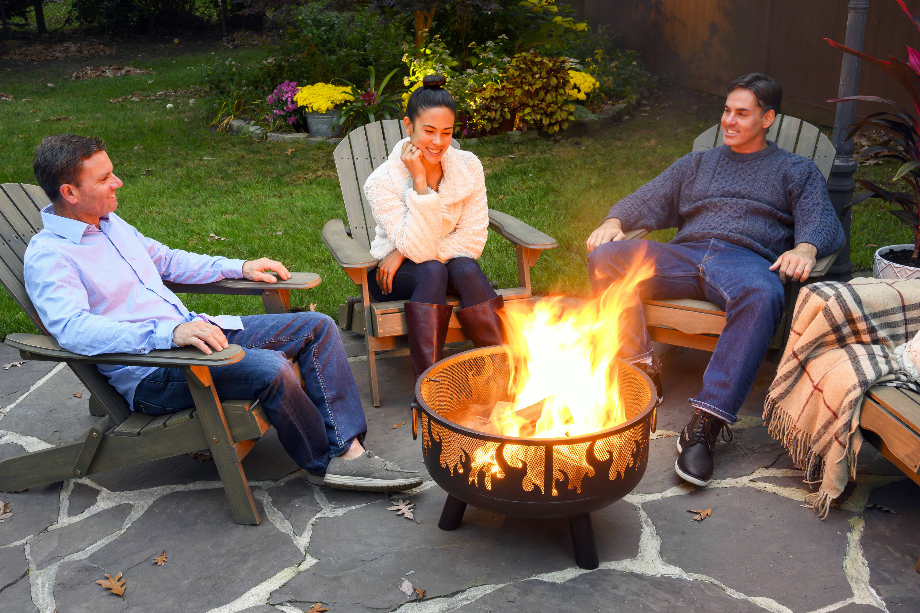 Bronze Wood Burning Fire Pit with Flame Design
