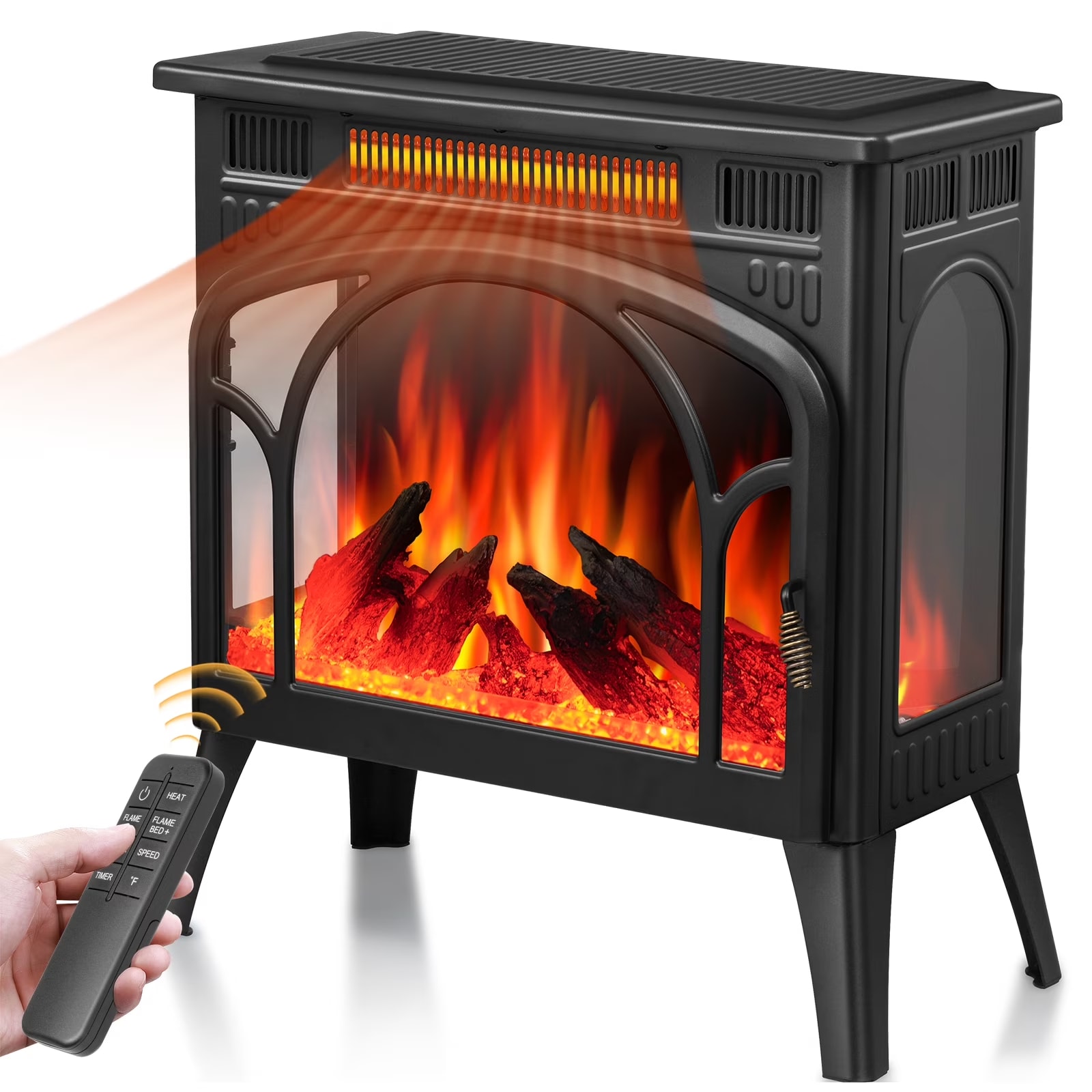 Antarctic Star LSAS-S230CPBK 23.5-in W Space Black Free standing Infrared quartz Corner Electric Fireplace with Remote Control Included